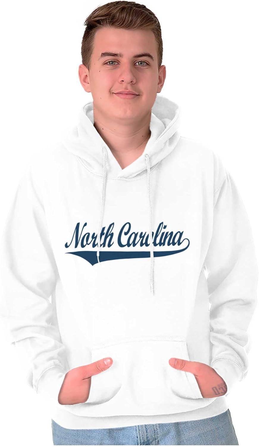 imageBrisco Brands North Carolina NC Athlete Script Font Hoodie Sweatshirt Women MenWhite Blue Ink