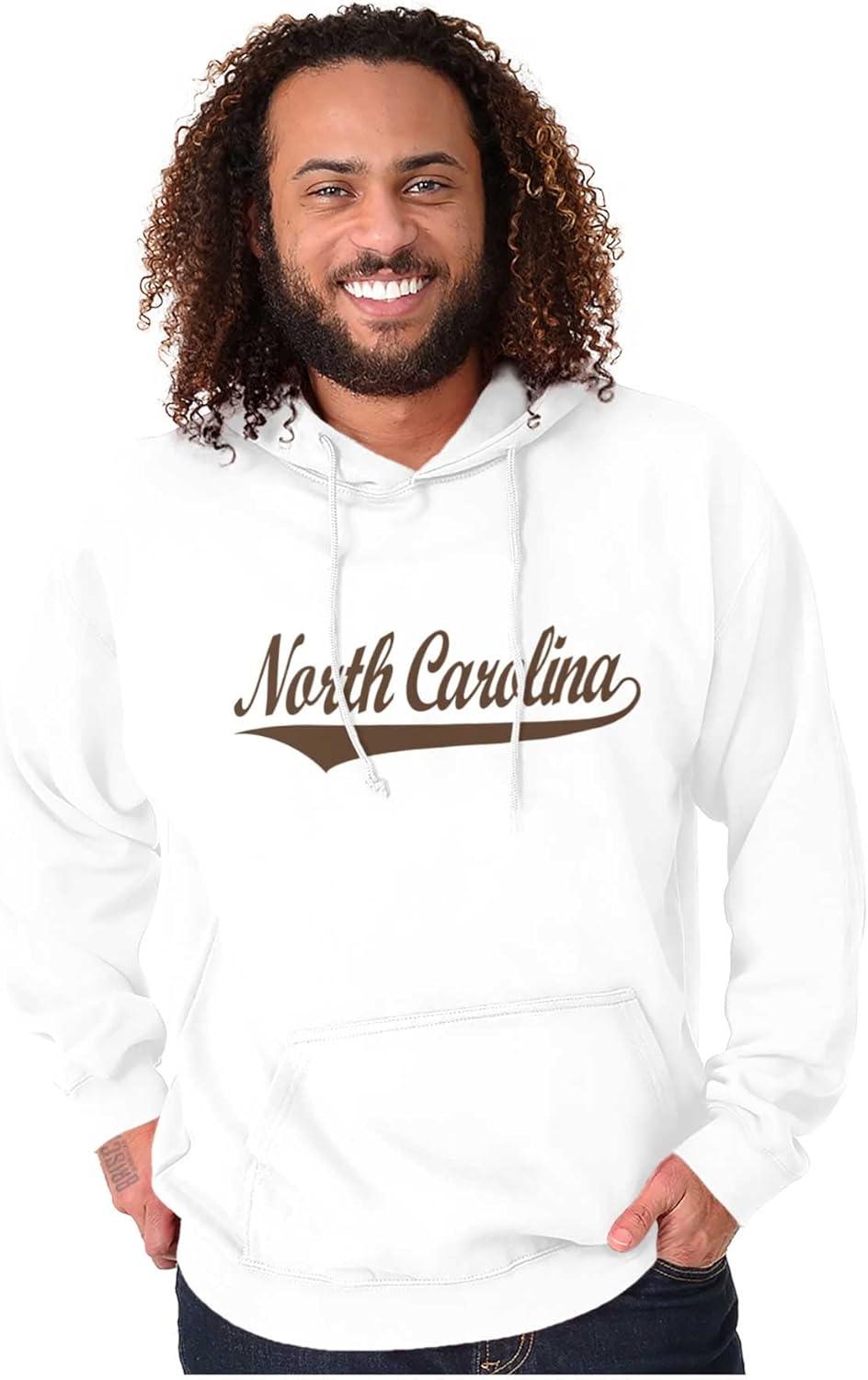 imageBrisco Brands North Carolina NC Athlete Script Font Hoodie Sweatshirt Women MenWhite Brown Ink