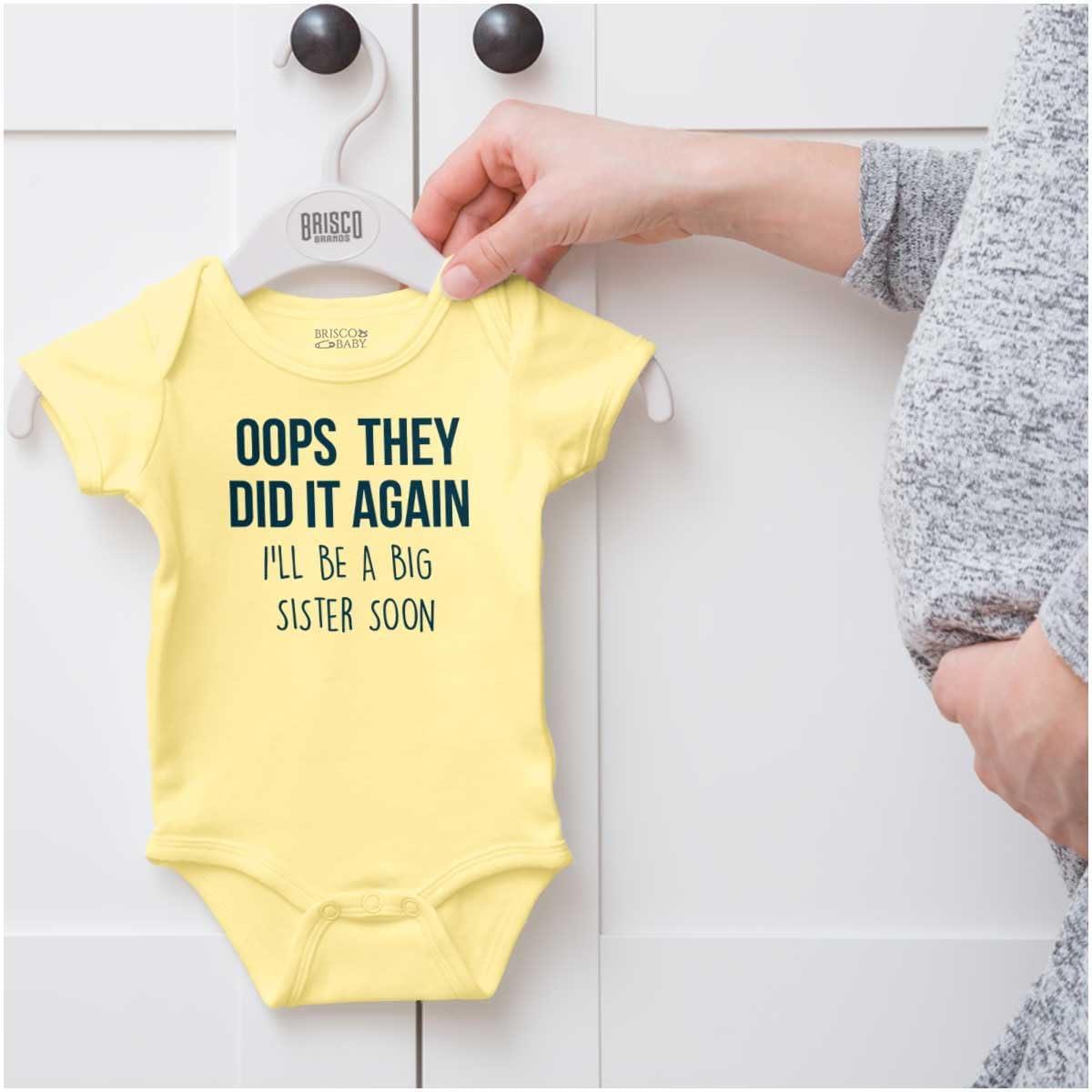 imageBrisco Brands Oops They Did It Again Im A Big Sis Baby Bodysuit Jumper GirlsBanana