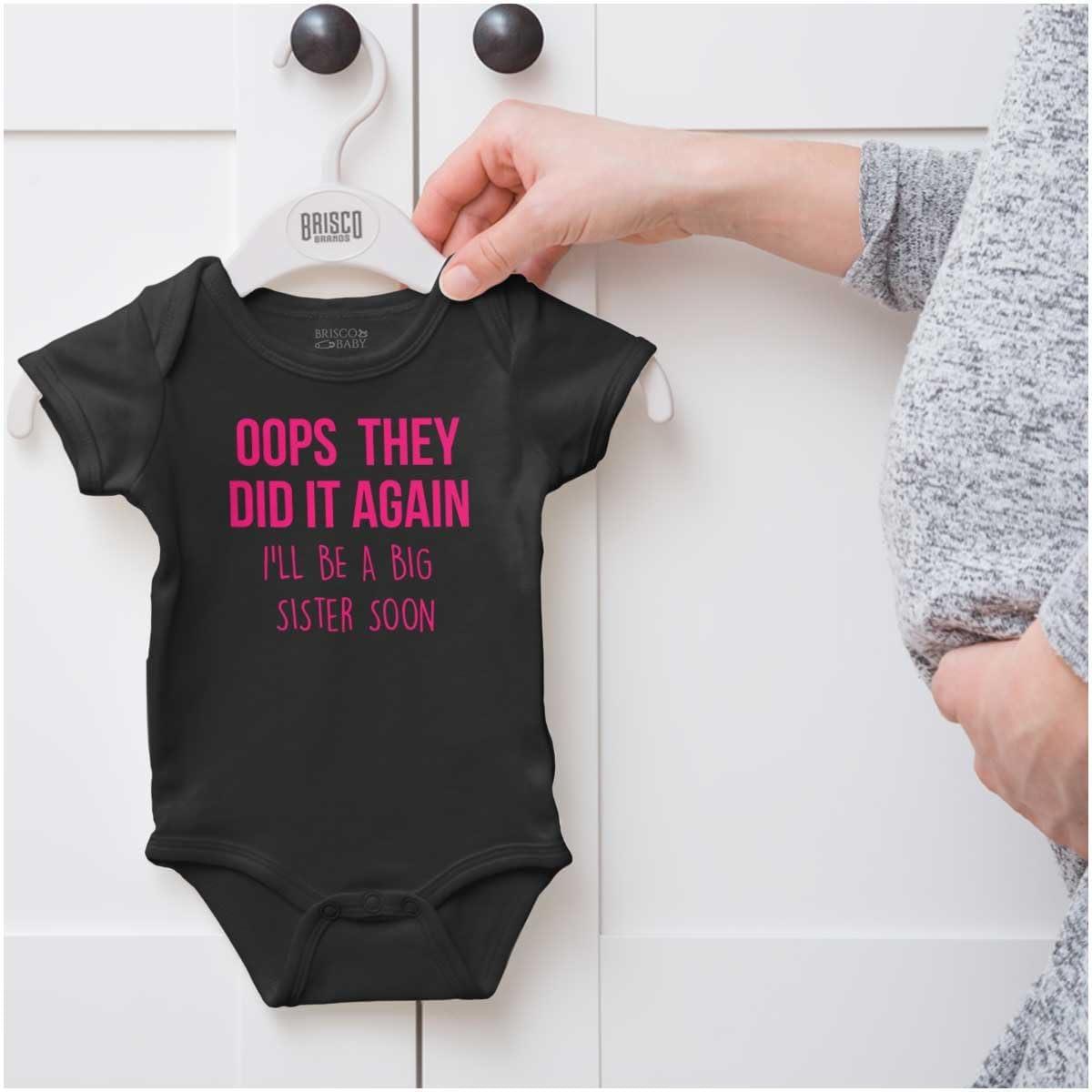 imageBrisco Brands Oops They Did It Again Im A Big Sis Baby Bodysuit Jumper GirlsBlack