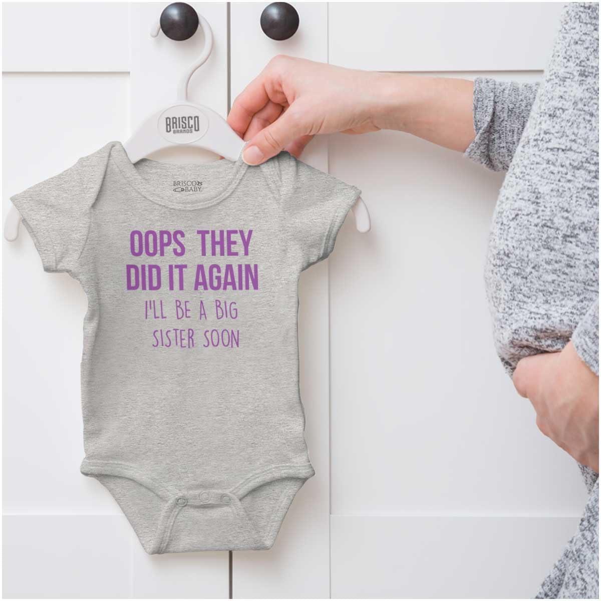 imageBrisco Brands Oops They Did It Again Im A Big Sis Baby Bodysuit Jumper GirlsHeather
