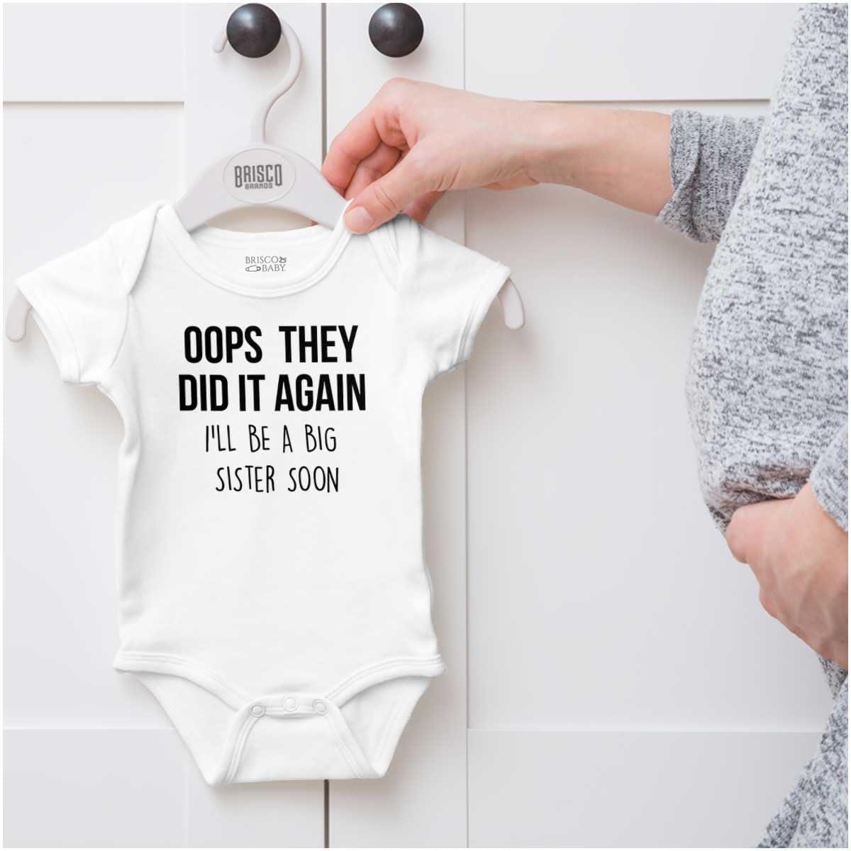 imageBrisco Brands Oops They Did It Again Im A Big Sis Baby Bodysuit Jumper GirlsWhite