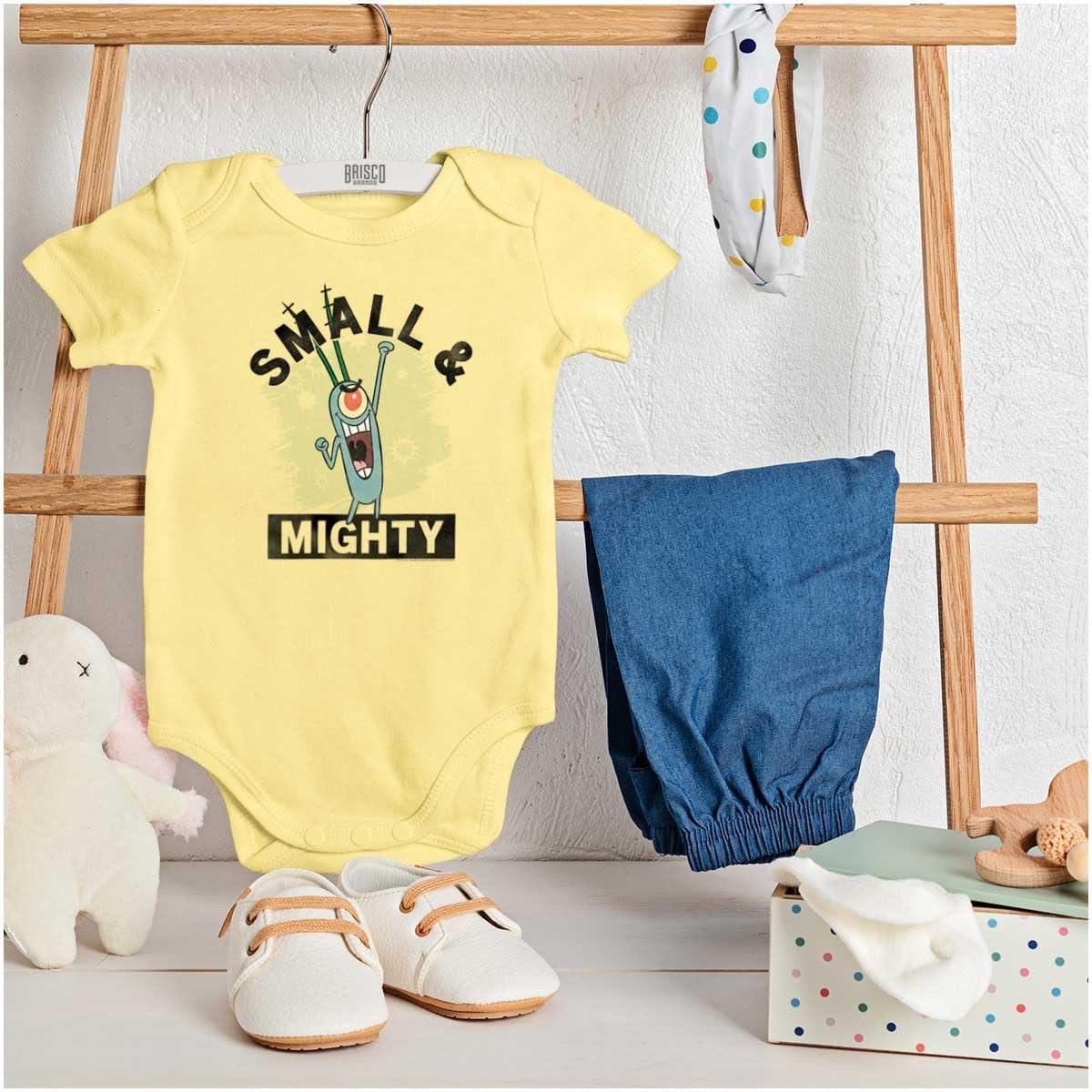 imageBrisco Brands Plankton Cartoon Small and Mighty Baby Romper Boys or GirlsBanana