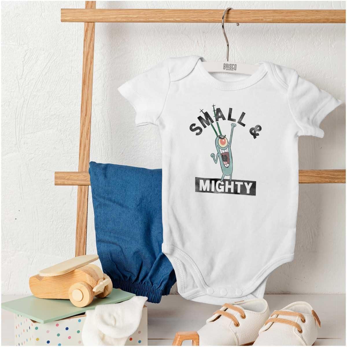 imageBrisco Brands Plankton Cartoon Small and Mighty Baby Romper Boys or GirlsWhite