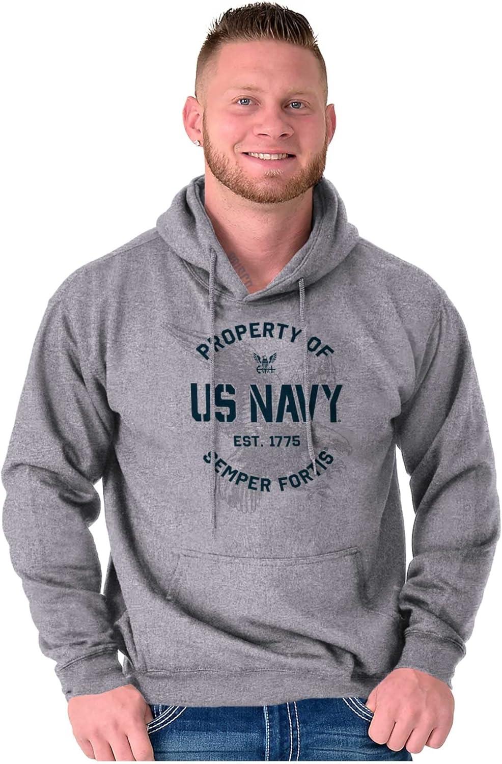 imageBrisco Brands Property US Navy 1775 Semper Fortis Hoodie Sweatshirt Women MenSport Grey