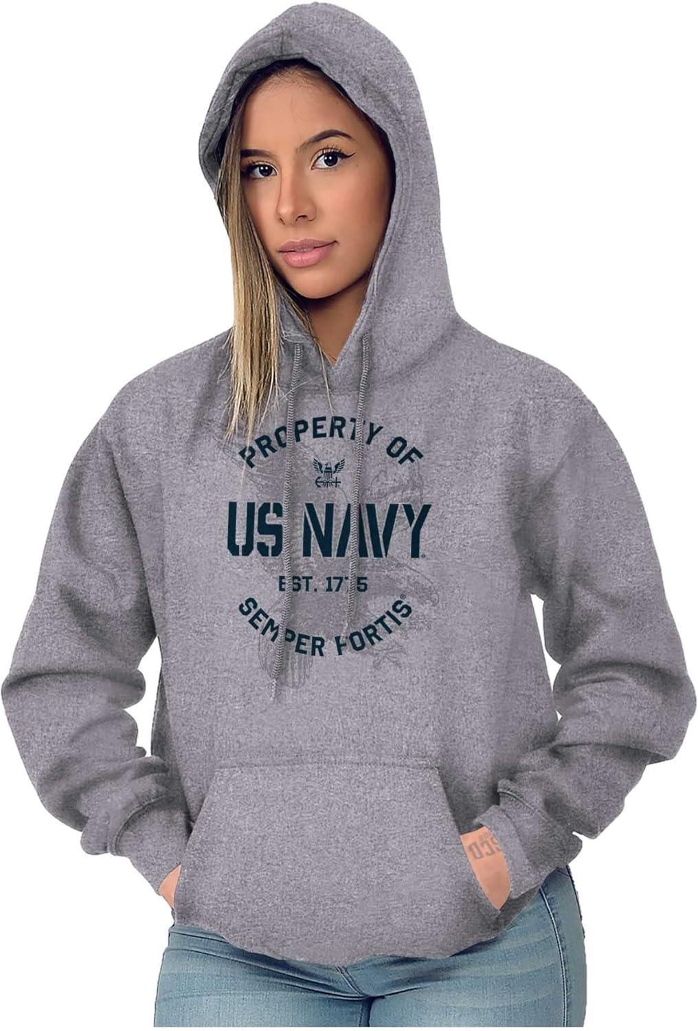 imageBrisco Brands Property US Navy 1775 Semper Fortis Hoodie Sweatshirt Women MenSport Grey