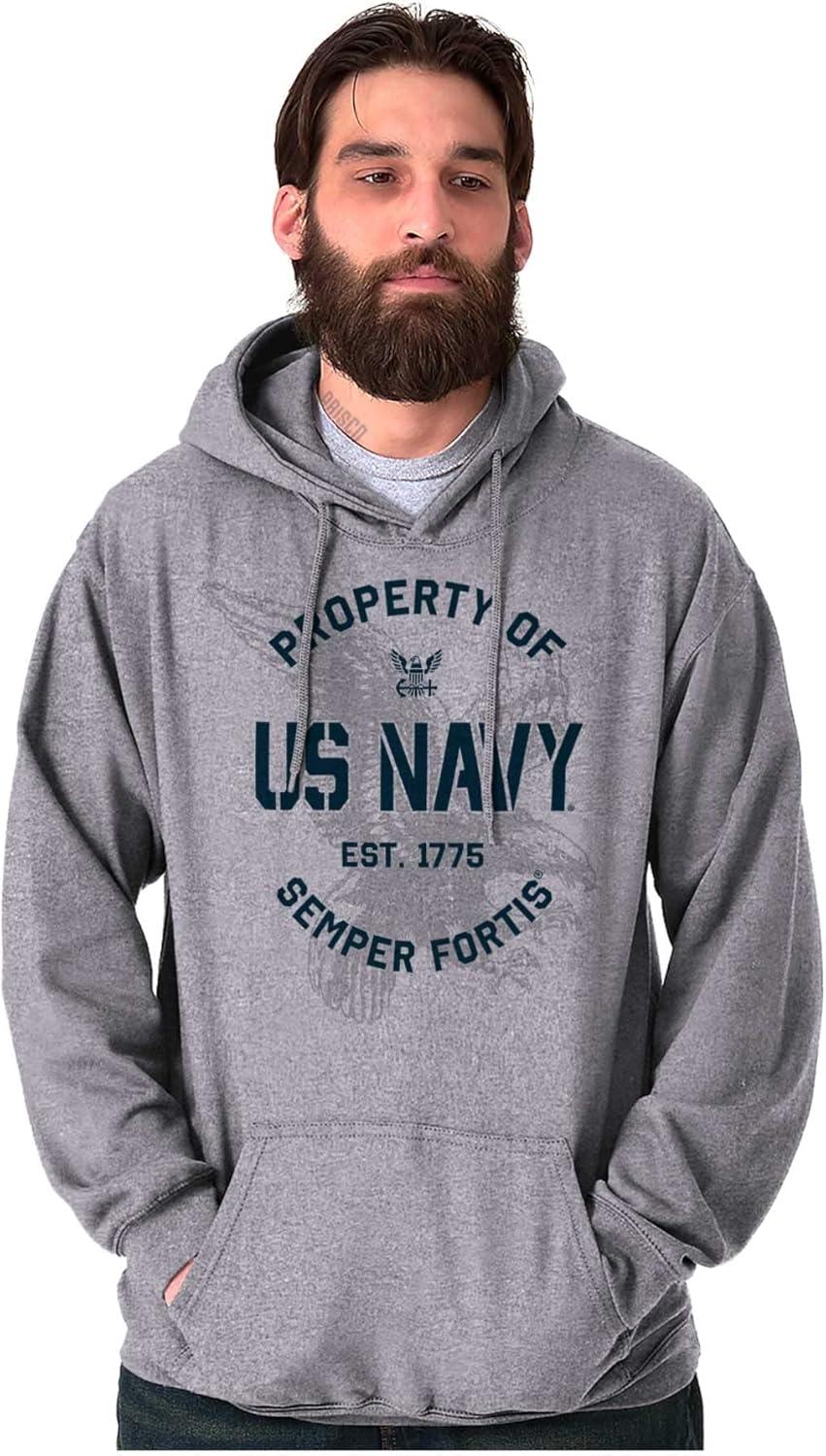 imageBrisco Brands Property US Navy 1775 Semper Fortis Hoodie Sweatshirt Women MenSport Grey