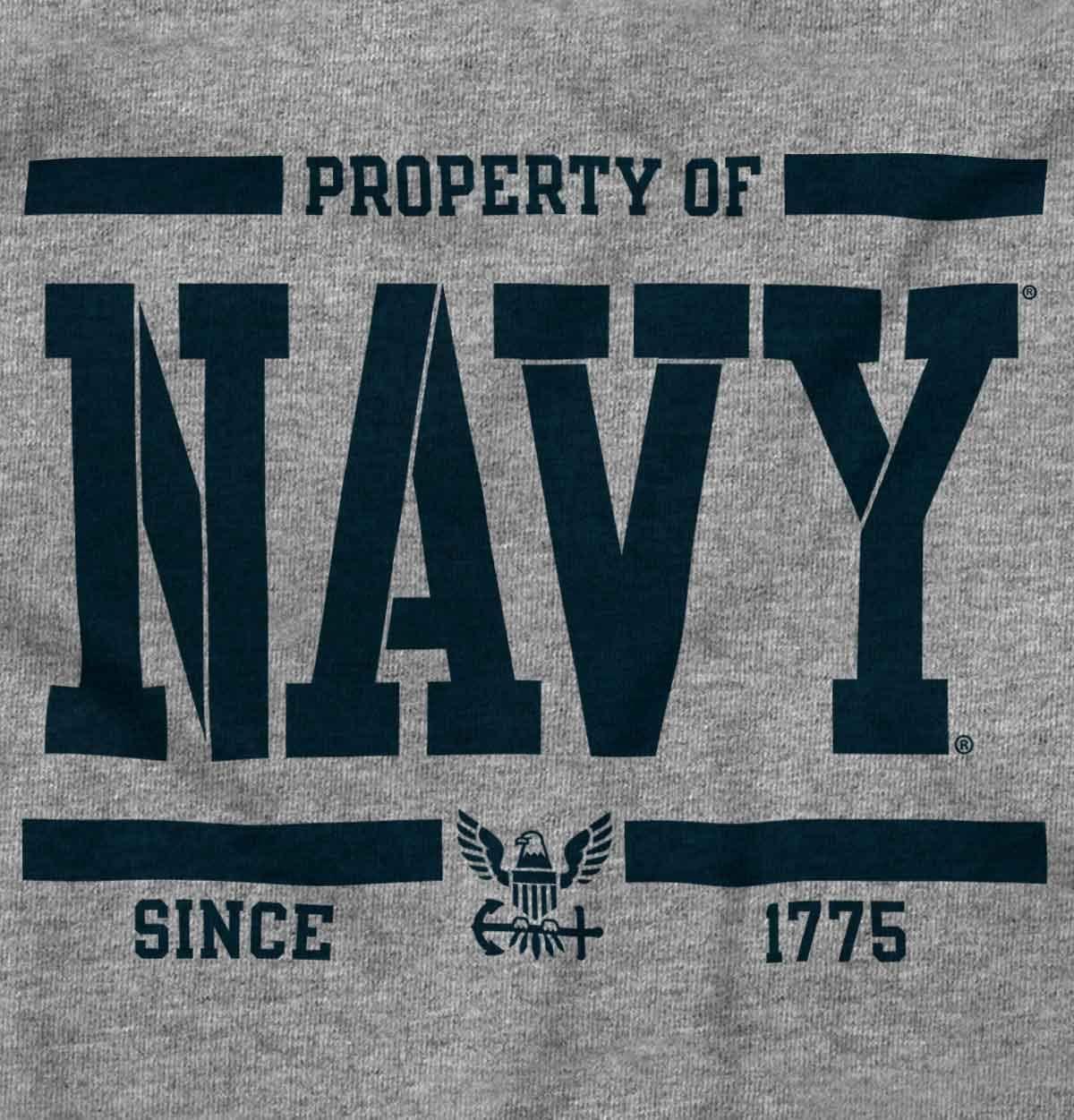 imageBrisco Brands Property of US Navy Logo Since 1775 Womens Slim Fit Graphic TeeSport Grey
