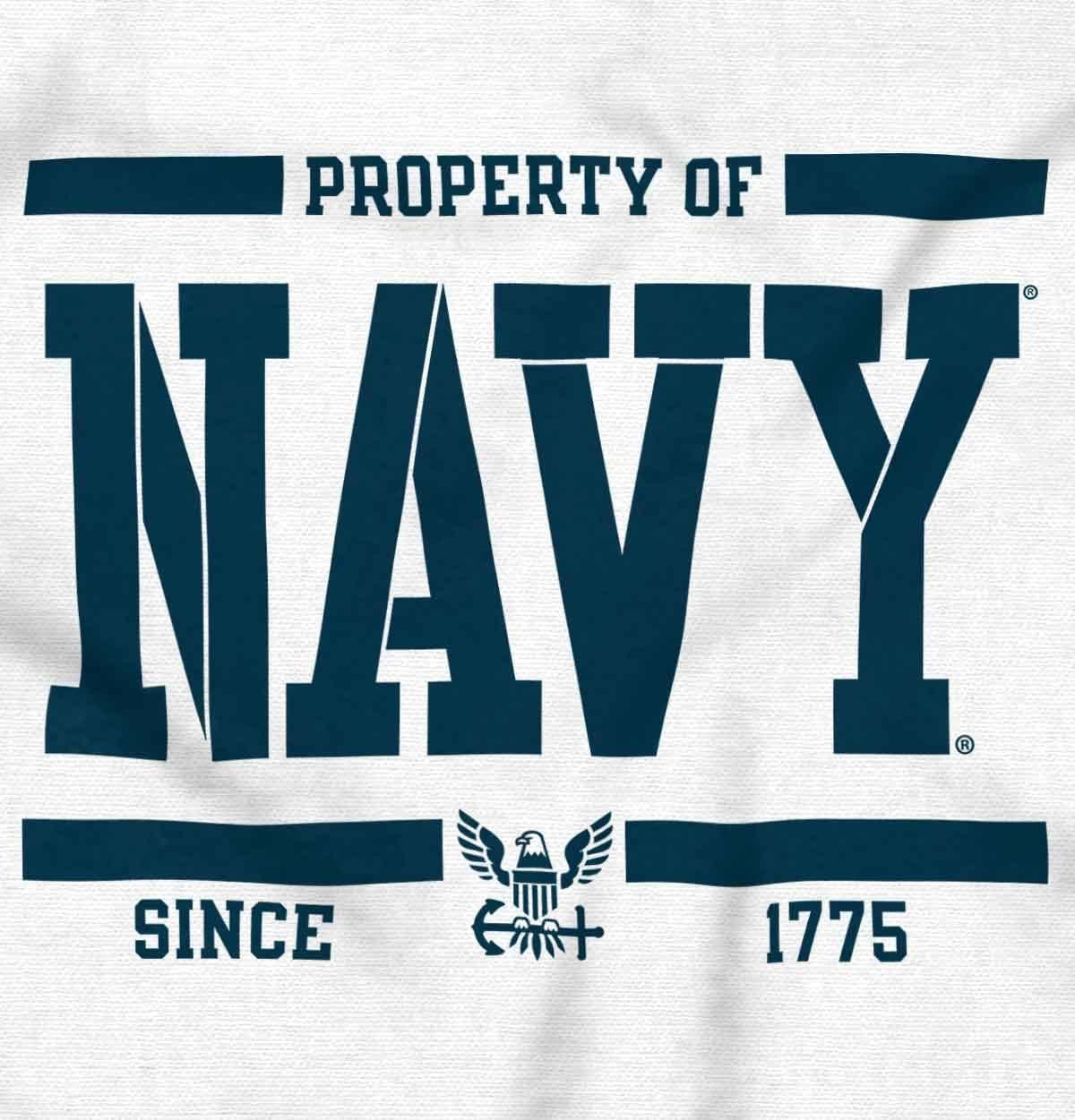 imageBrisco Brands Property of US Navy Logo Since 1775 Womens Slim Fit Graphic TeeWhite