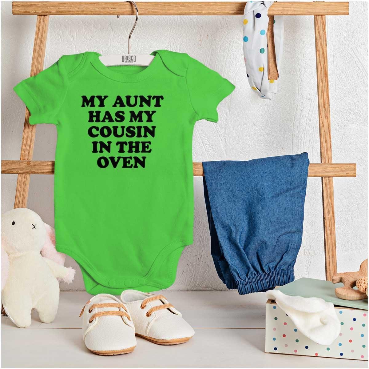 imageBrisco Brands Proud Nephews Nieces Excepting Auntie Baby Romper Boys or GirlsApple