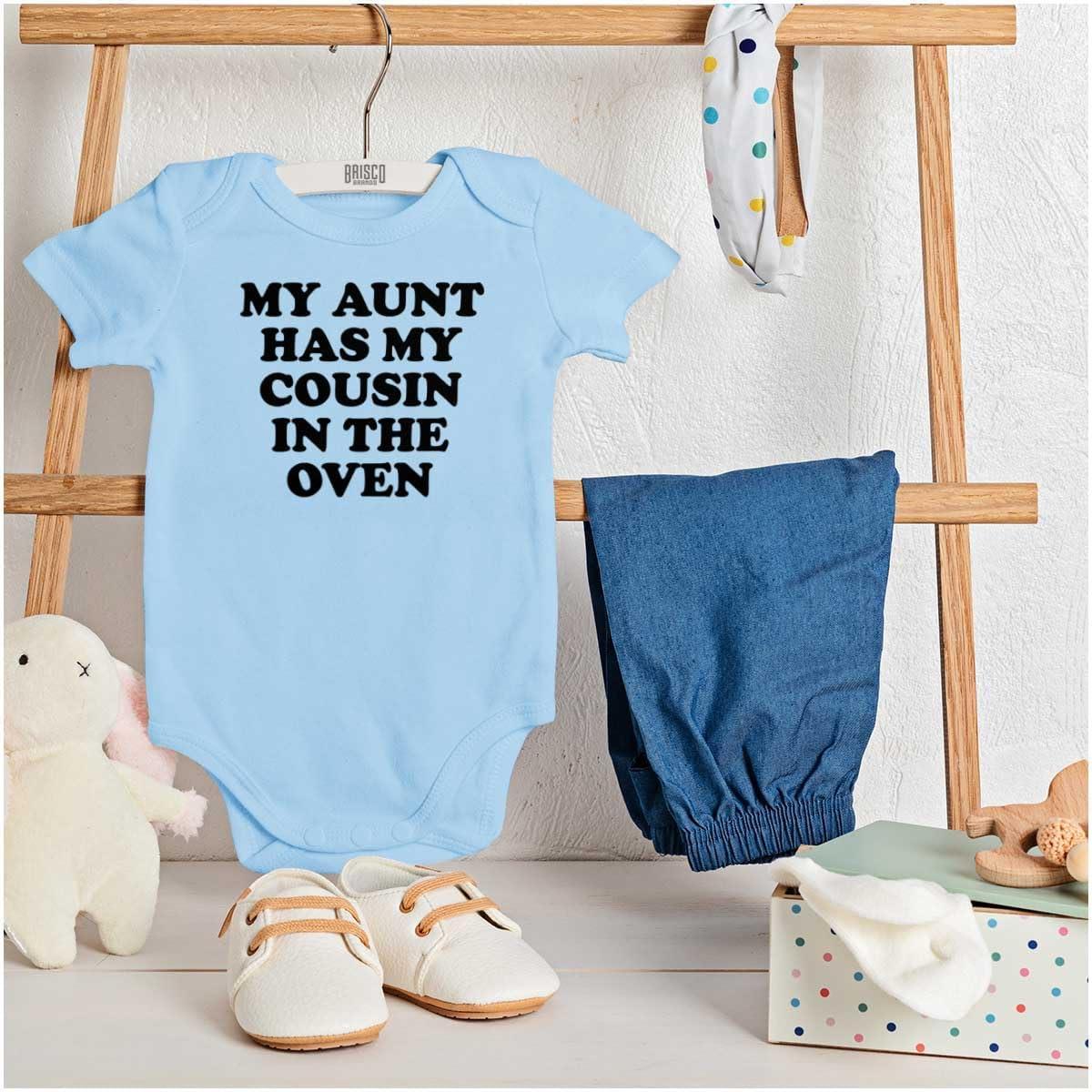 imageBrisco Brands Proud Nephews Nieces Excepting Auntie Baby Romper Boys or GirlsLight Blue