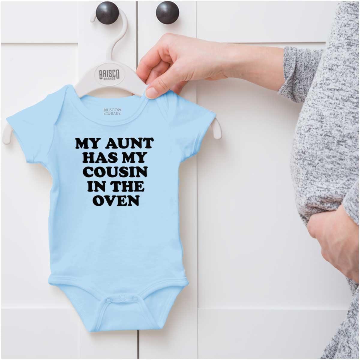 imageBrisco Brands Proud Nephews Nieces Excepting Auntie Baby Romper Boys or GirlsLight Blue