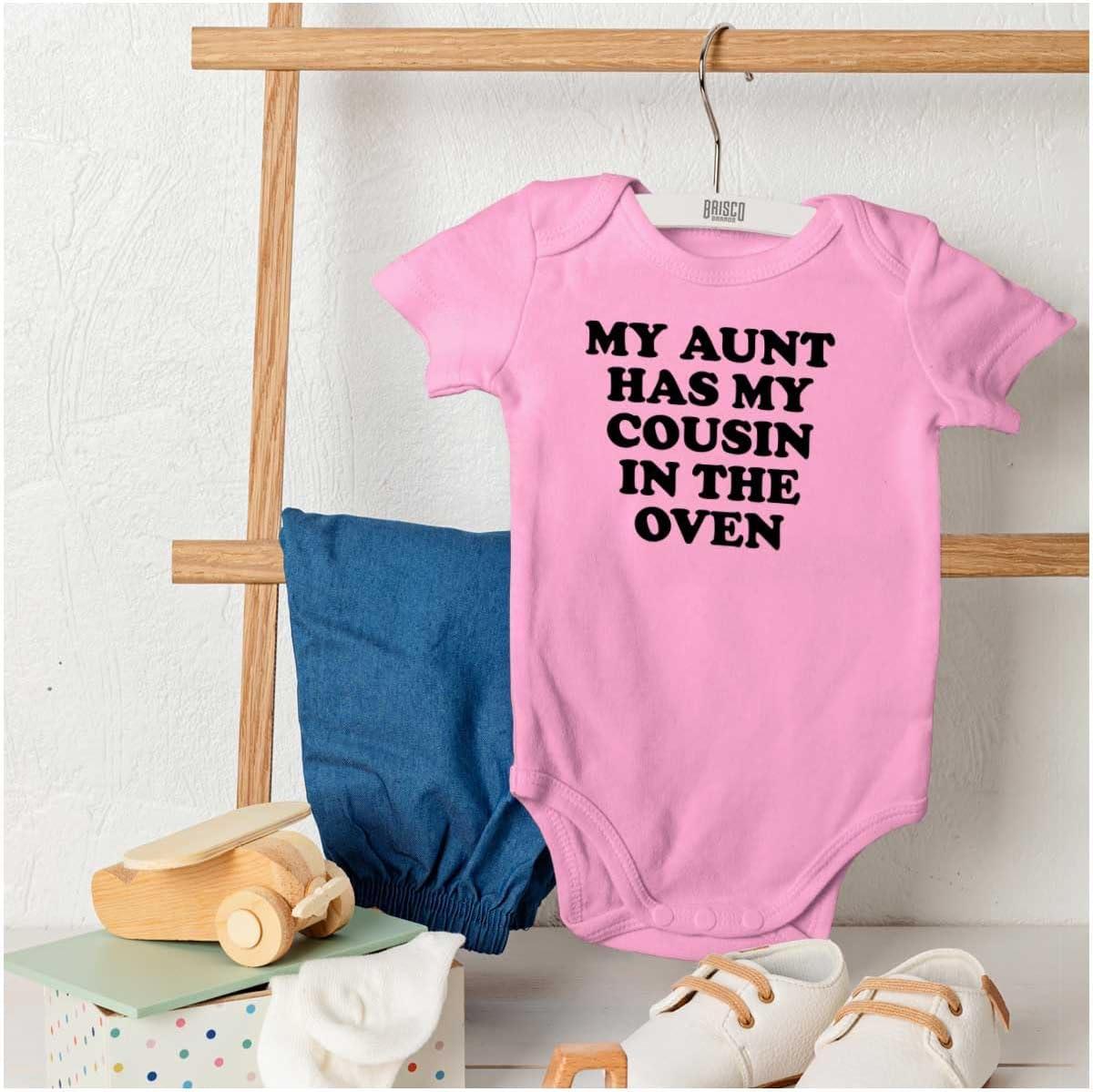 imageBrisco Brands Proud Nephews Nieces Excepting Auntie Baby Romper Boys or GirlsPink