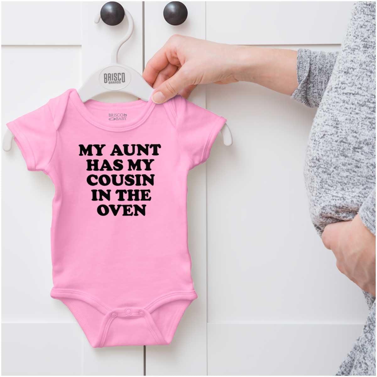 imageBrisco Brands Proud Nephews Nieces Excepting Auntie Baby Romper Boys or GirlsPink