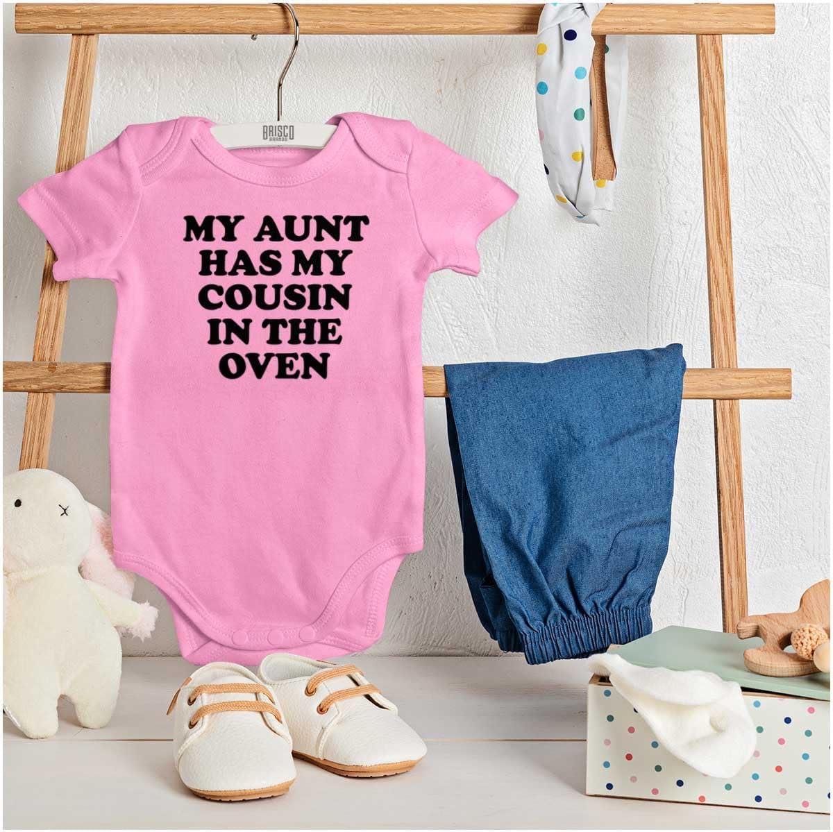 imageBrisco Brands Proud Nephews Nieces Excepting Auntie Baby Romper Boys or GirlsPink