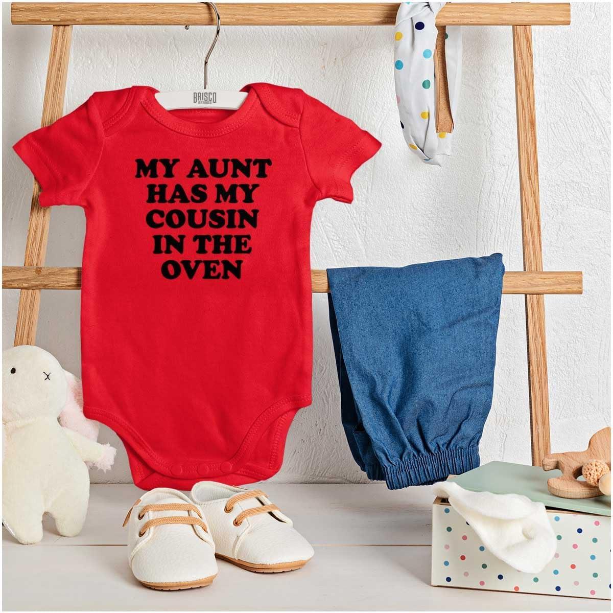 imageBrisco Brands Proud Nephews Nieces Excepting Auntie Baby Romper Boys or GirlsRed