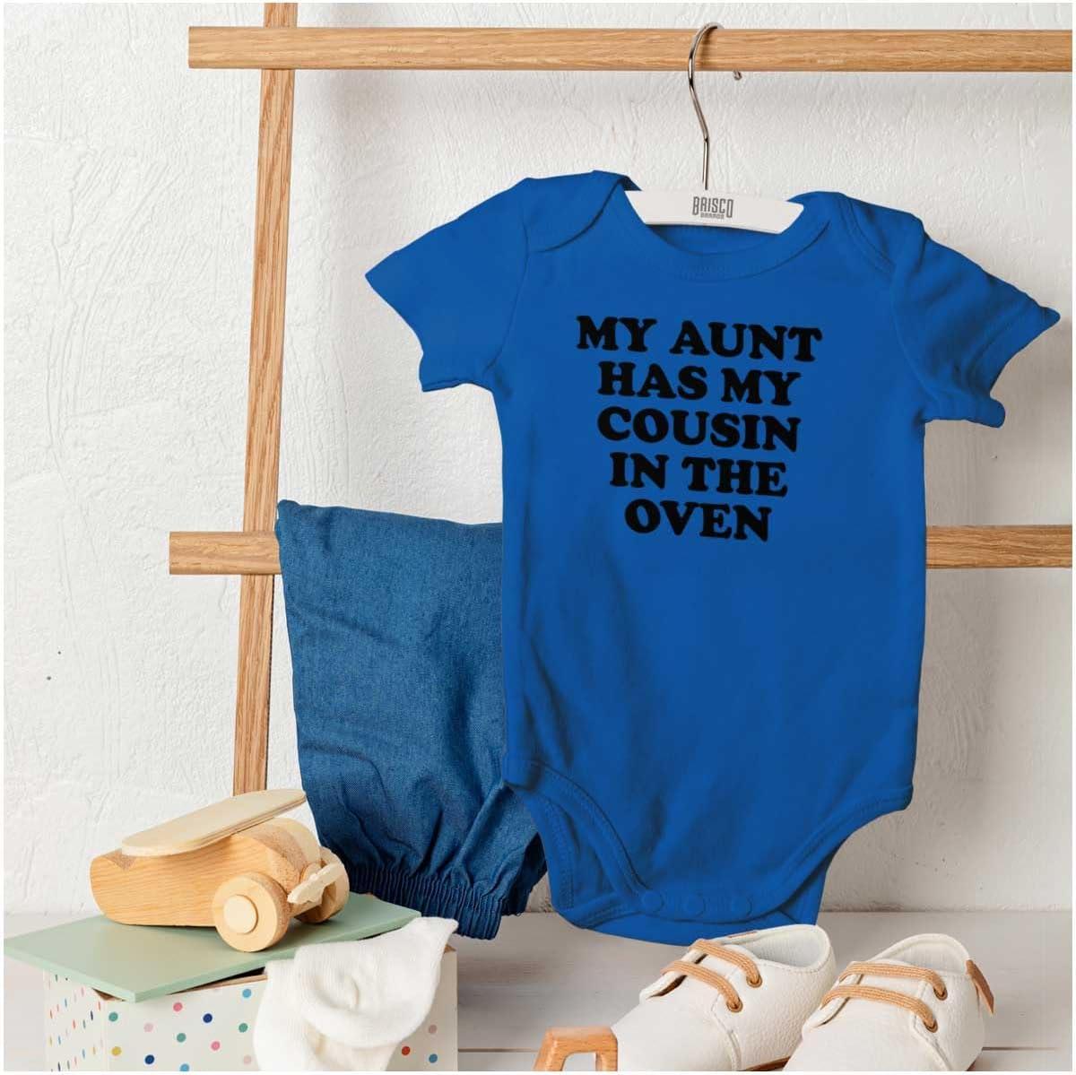 imageBrisco Brands Proud Nephews Nieces Excepting Auntie Baby Romper Boys or GirlsRoyal
