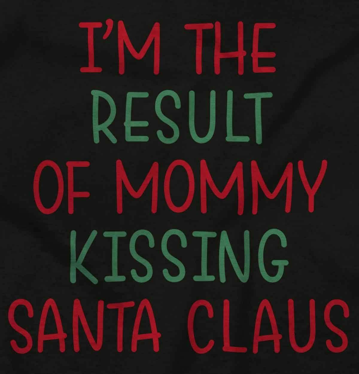 imageBrisco Brands Result of Mommy Kissing Santa Claus Baby Romper Boys or GirlsBlack