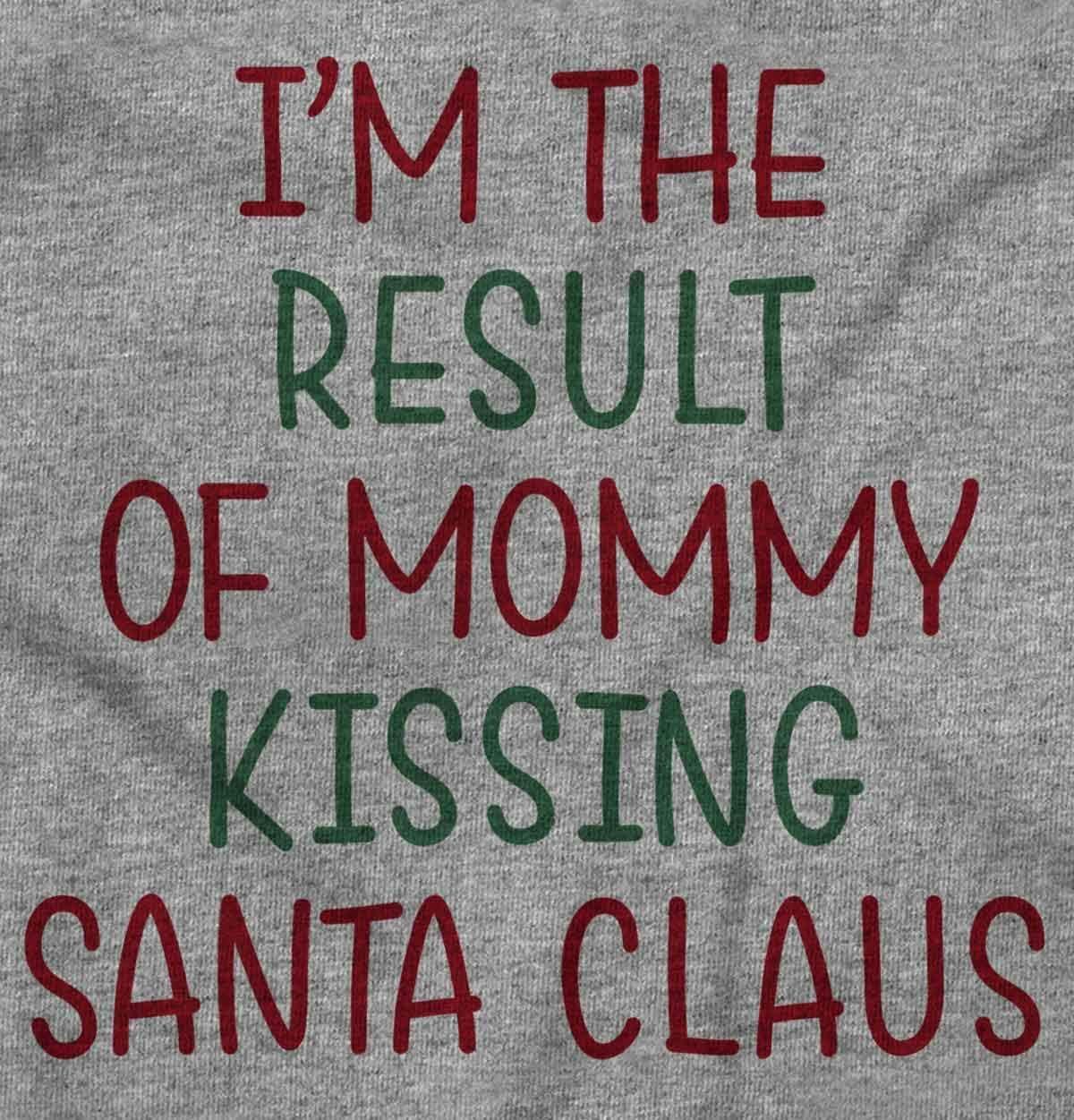 imageBrisco Brands Result of Mommy Kissing Santa Claus Baby Romper Boys or GirlsHeather