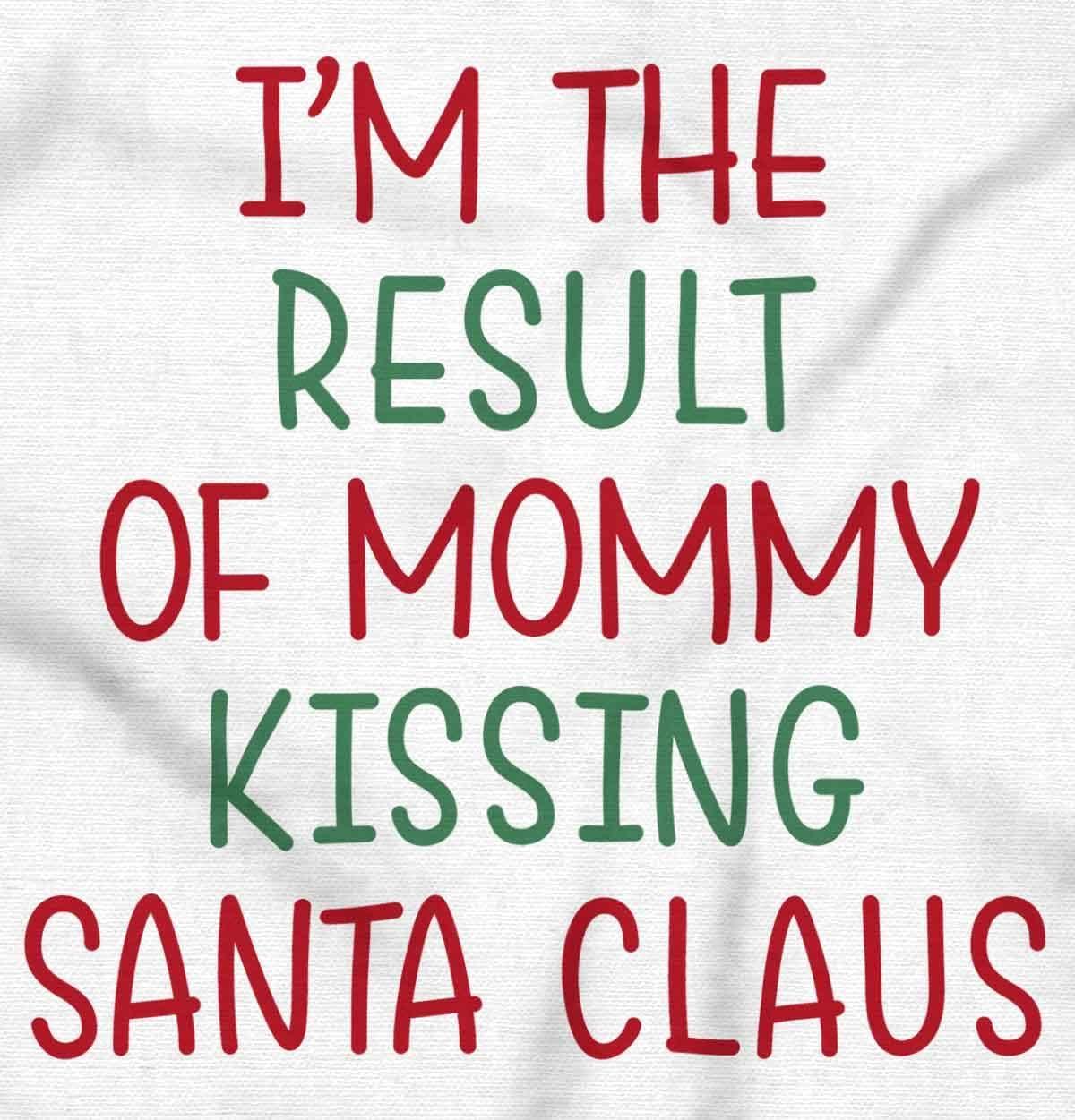 imageBrisco Brands Result of Mommy Kissing Santa Claus Baby Romper Boys or GirlsWhite