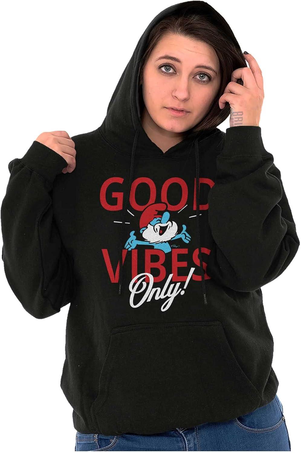 imageBrisco Brands Retro Papa Smurf Positivity Quote Hoodie Sweatshirt Women MenBlack