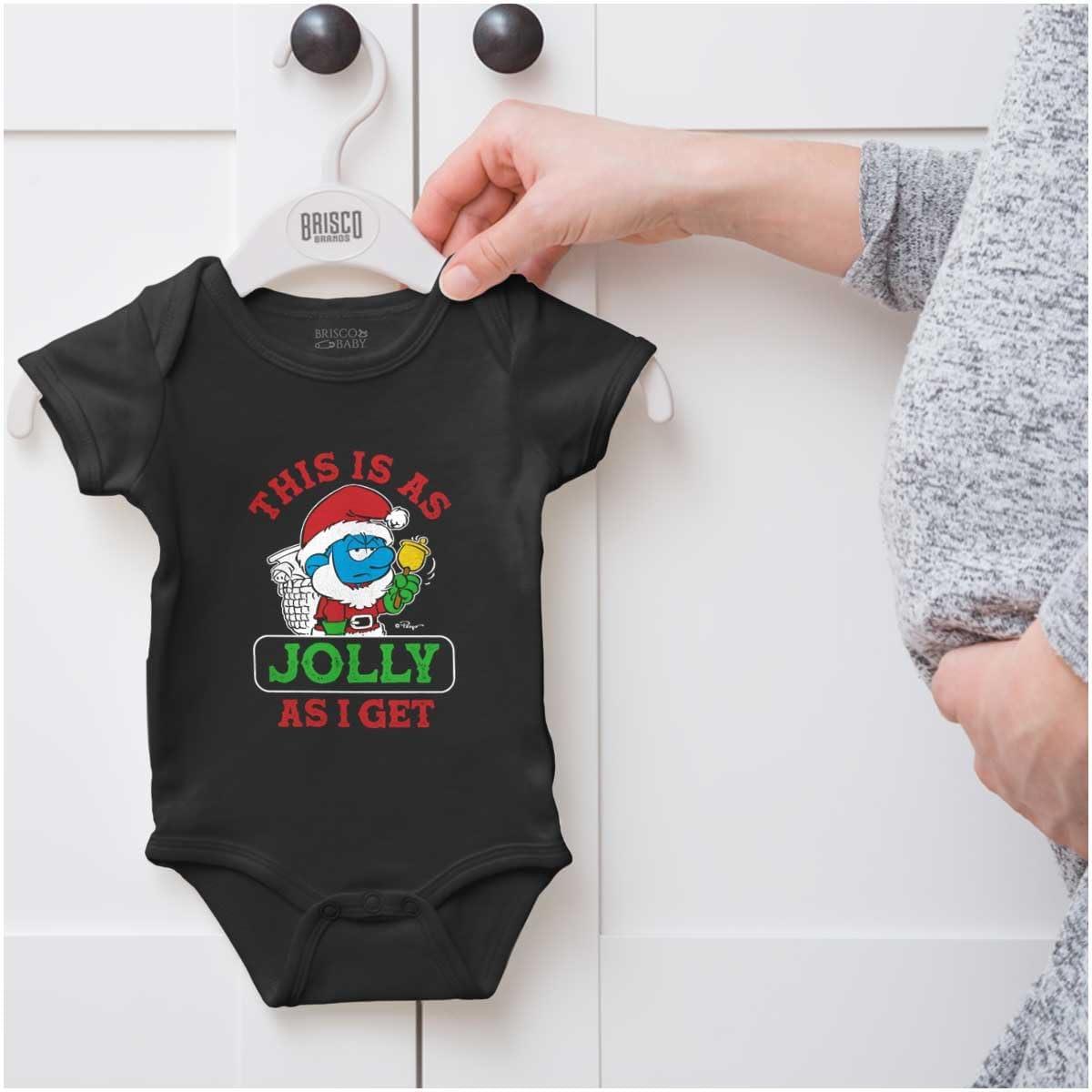 imageBrisco Brands Santa Grumpy Smurf Jolly Christmas Baby Romper Boys or GirlsBlack