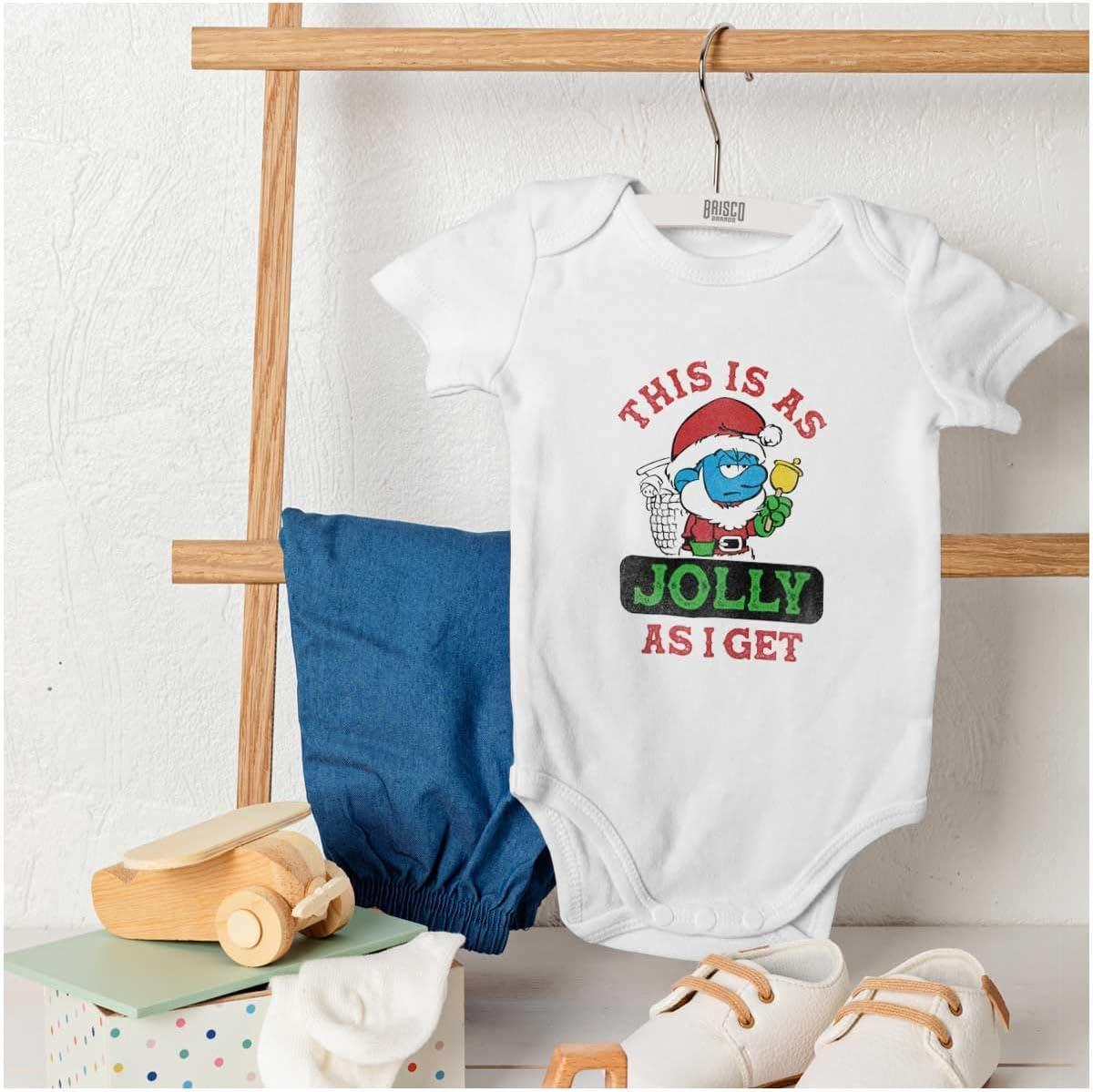imageBrisco Brands Santa Grumpy Smurf Jolly Christmas Baby Romper Boys or GirlsWhite