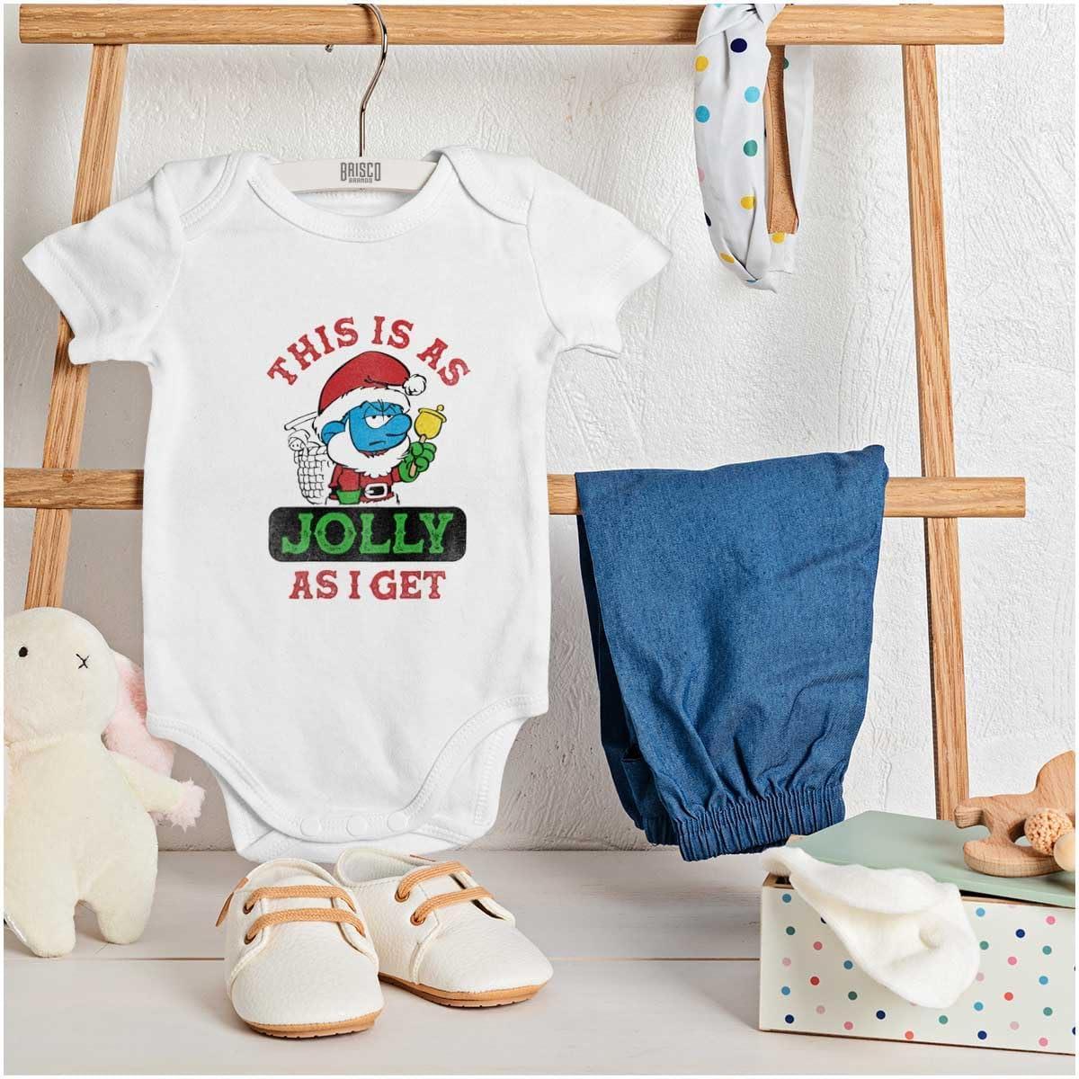 imageBrisco Brands Santa Grumpy Smurf Jolly Christmas Baby Romper Boys or GirlsWhite