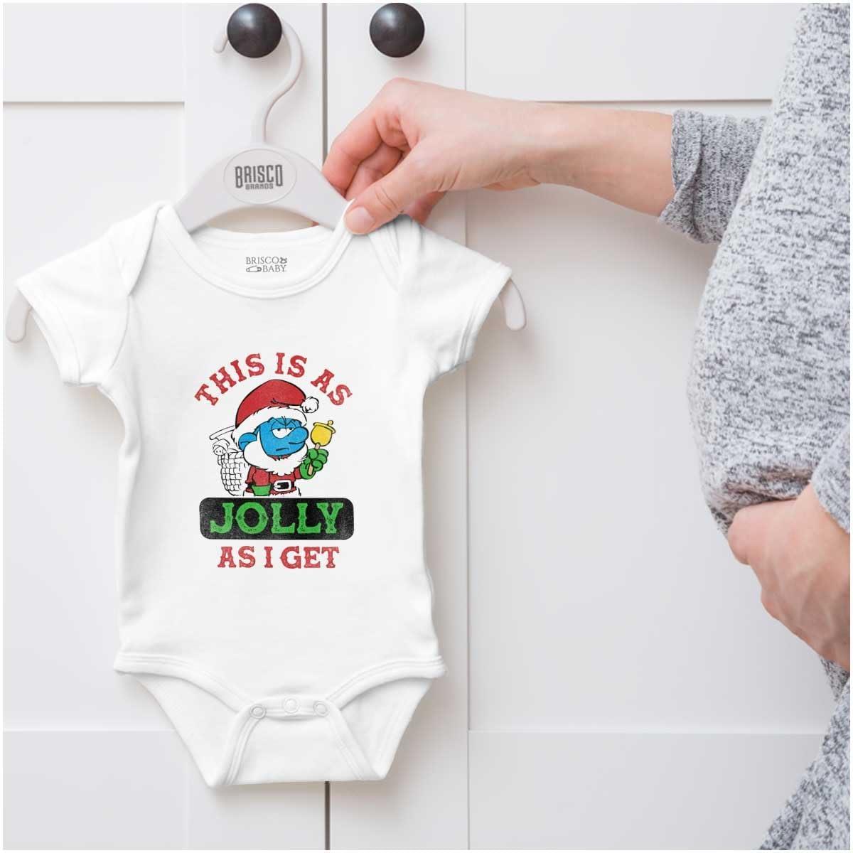 imageBrisco Brands Santa Grumpy Smurf Jolly Christmas Baby Romper Boys or GirlsWhite