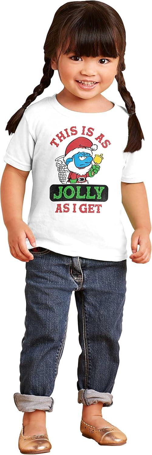 imageBrisco Brands Santa Grumpy Smurf Jolly Christmas Toddler Boy Girl T ShirtWhite
