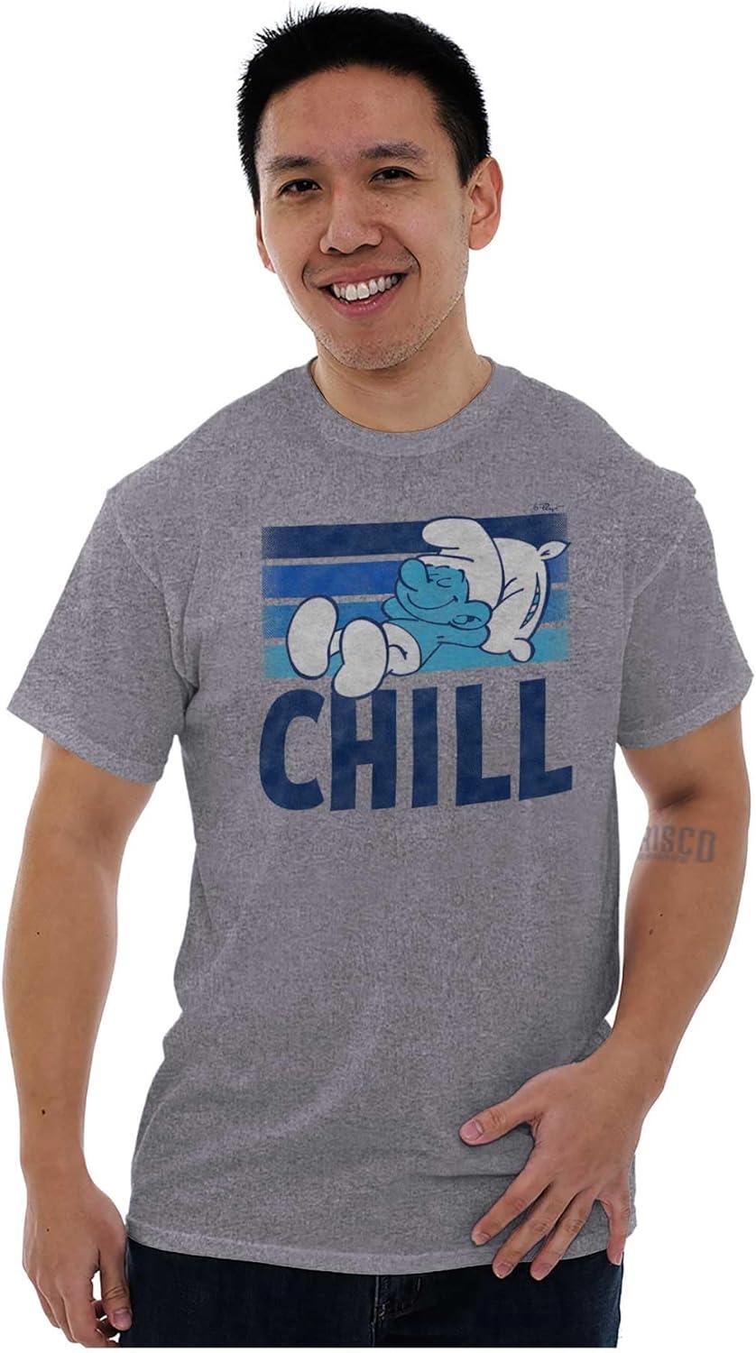 imageBrisco Brands Sleepy Smurf 80s Cartoon Chillin Out Womens Graphic T Shirt TeesSport Grey