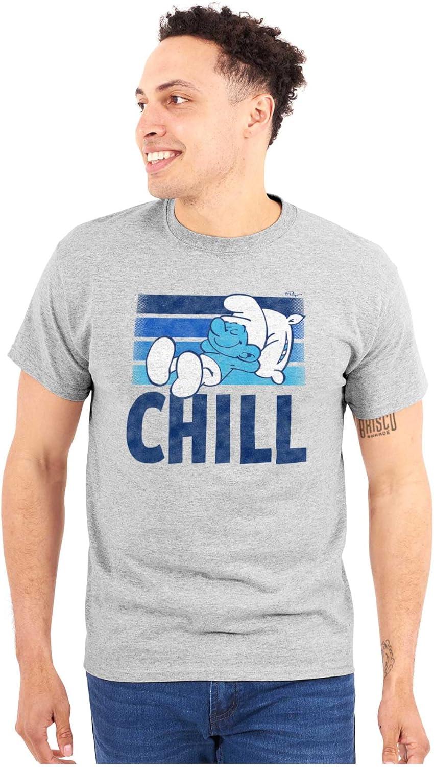 imageBrisco Brands Sleepy Smurf 80s Cartoon Chillin Out Womens Graphic T Shirt TeesSport Grey