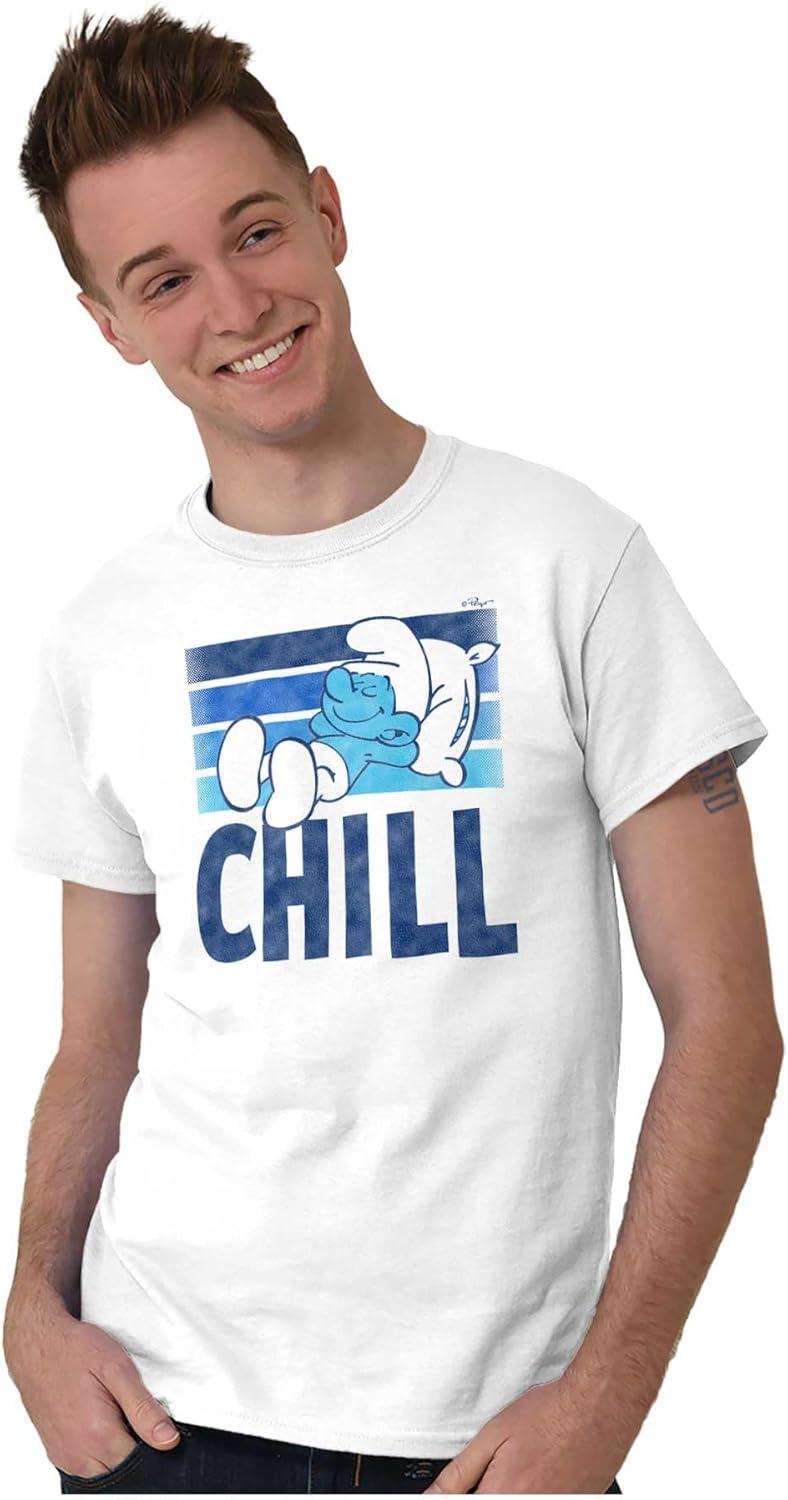 imageBrisco Brands Sleepy Smurf 80s Cartoon Chillin Out Womens Graphic T Shirt TeesWhite