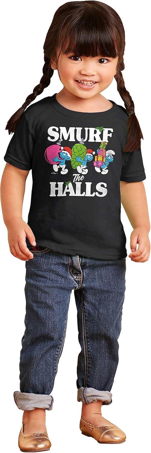 imageBrisco Brands Smurf The Halls Toddler Boy Girl T ShirtBlack