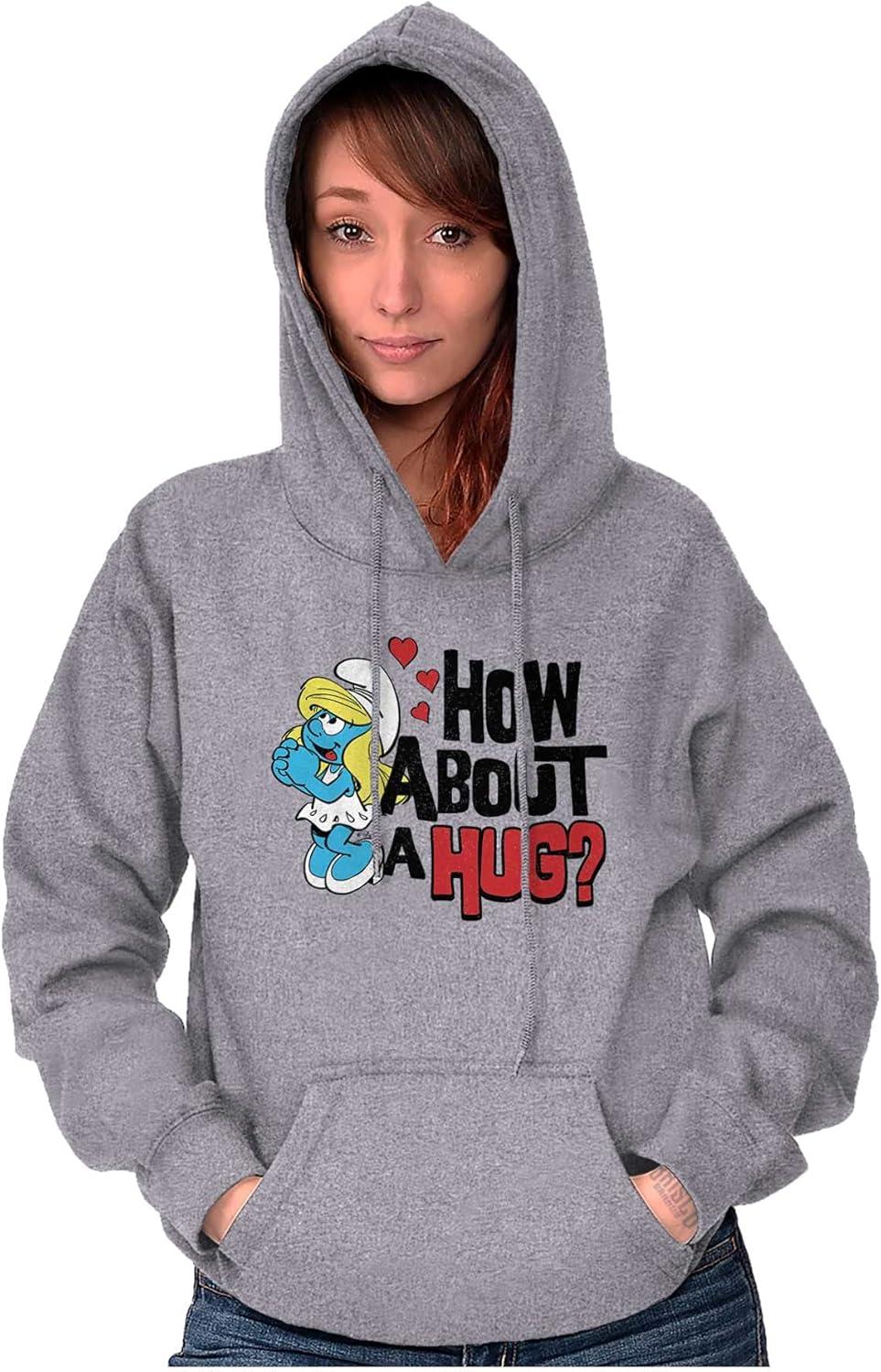 imageBrisco Brands Smurfs Cute Smurfette How About a Hug Hoodie Sweatshirt WomenSport Grey