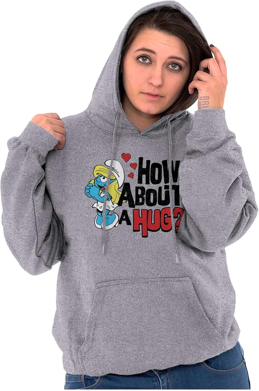 imageBrisco Brands Smurfs Cute Smurfette How About a Hug Hoodie Sweatshirt WomenSport Grey
