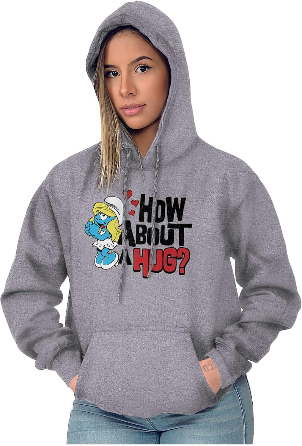 imageBrisco Brands Smurfs Cute Smurfette How About a Hug Hoodie Sweatshirt WomenSport Grey