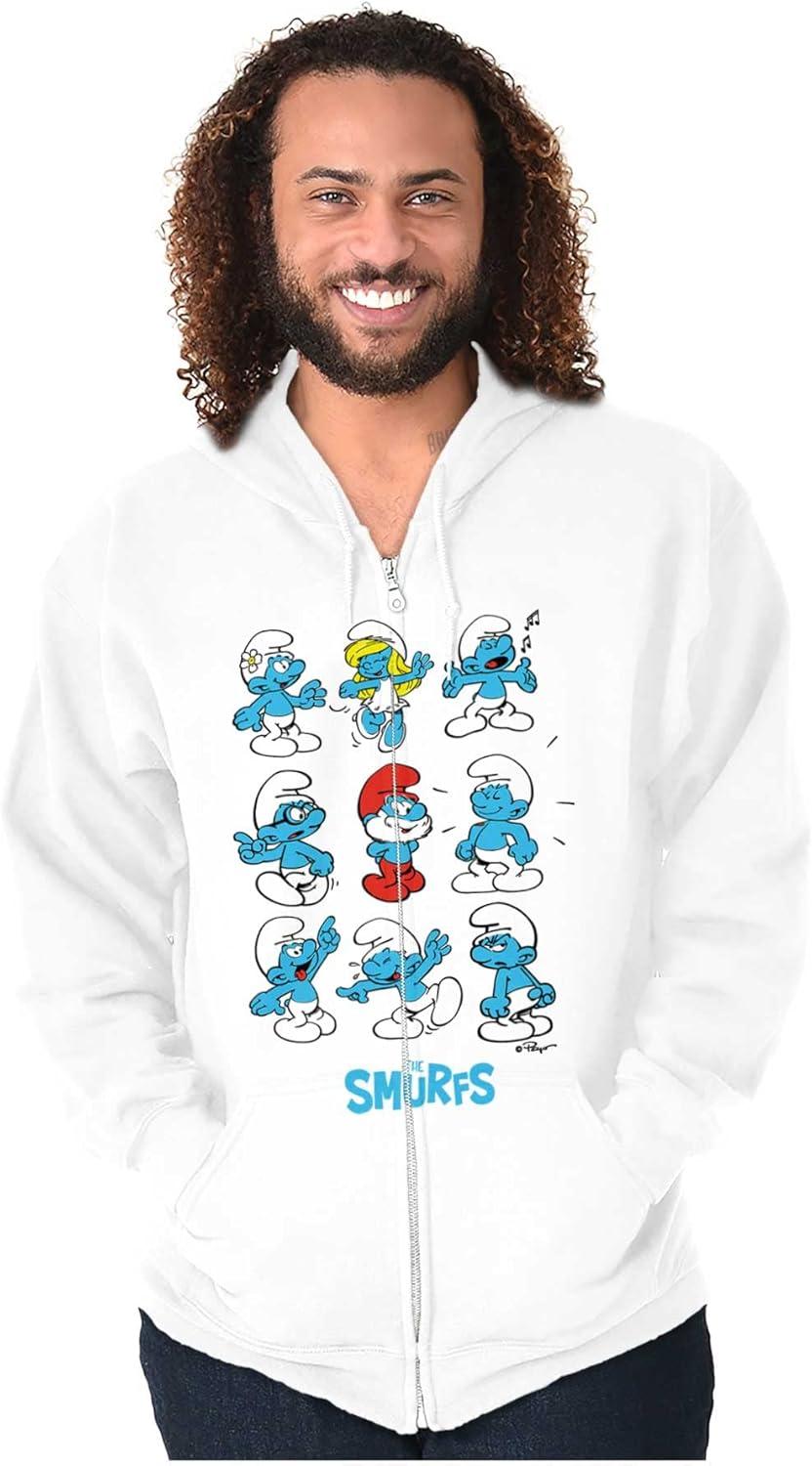 imageBrisco Brands Smurfs Squad Papa Smurfette Cartoon Zip Up Hoodie Mens WomensWhite