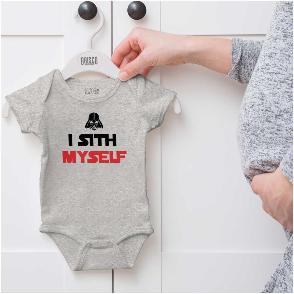 imageBrisco Brands Spaced Myself Dark Galaxy Nerd Baby Romper Boys or GirlsHeather