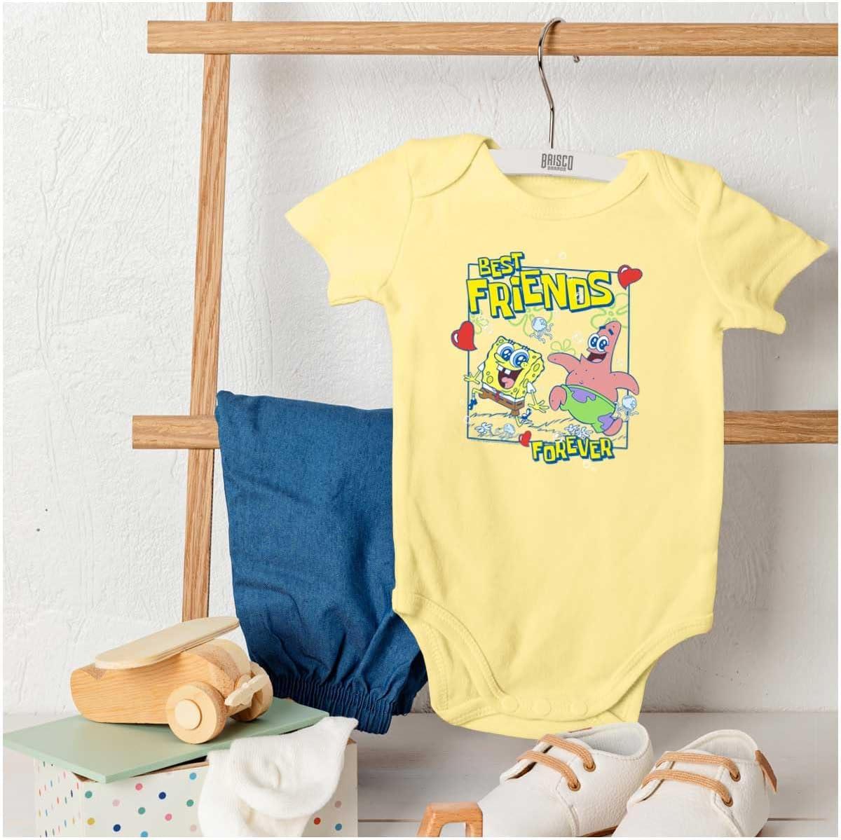 imageBrisco Brands SpongeBob Patrick Best Friend Forever Baby Romper Boys or GirlsBanana