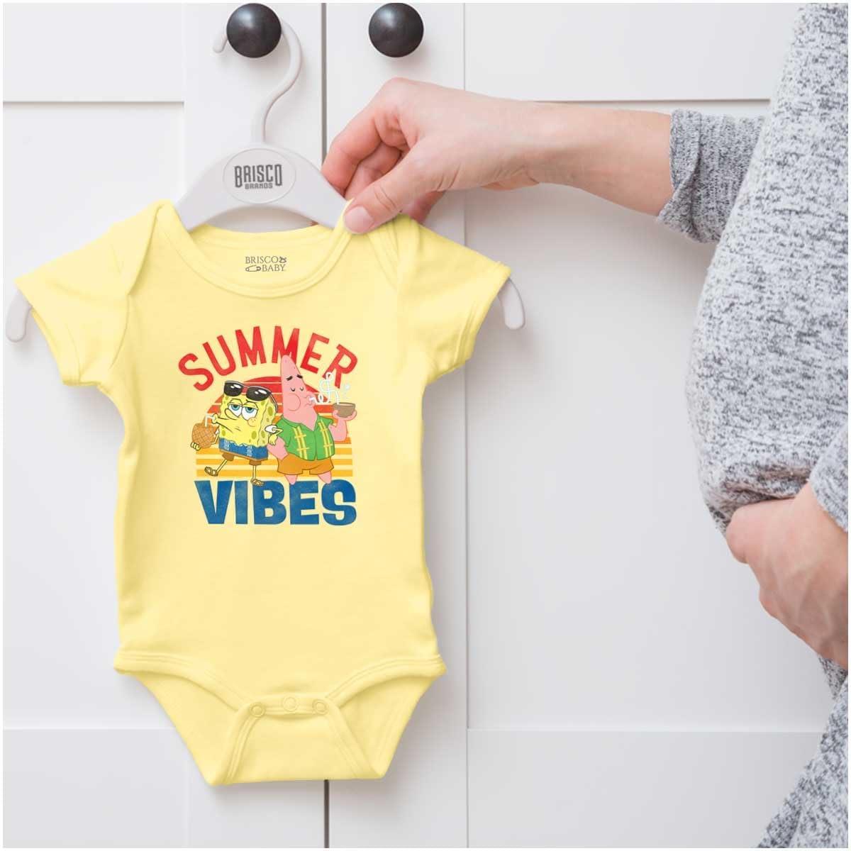 imageBrisco Brands SpongeBob and Patrick Summer Vibes Baby Romper Boys or GirlsBanana