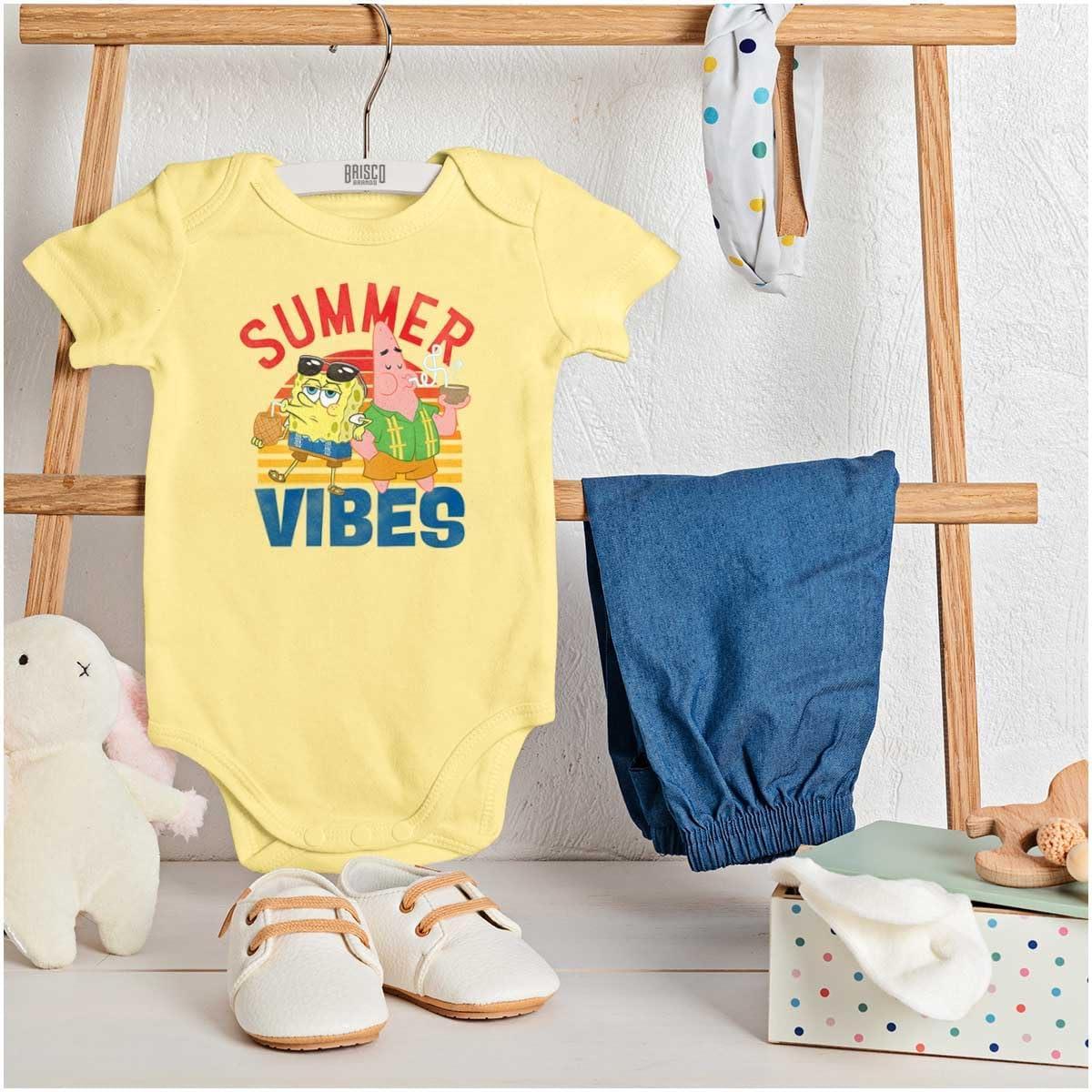 imageBrisco Brands SpongeBob and Patrick Summer Vibes Baby Romper Boys or GirlsBanana