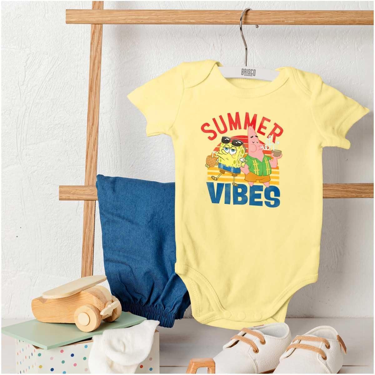 imageBrisco Brands SpongeBob and Patrick Summer Vibes Baby Romper Boys or GirlsBanana