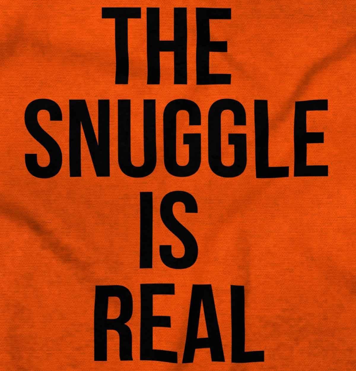 imageBrisco Brands The Snuggle Is Real Funny Pun Cute Baby Romper Boys or GirlsOrange