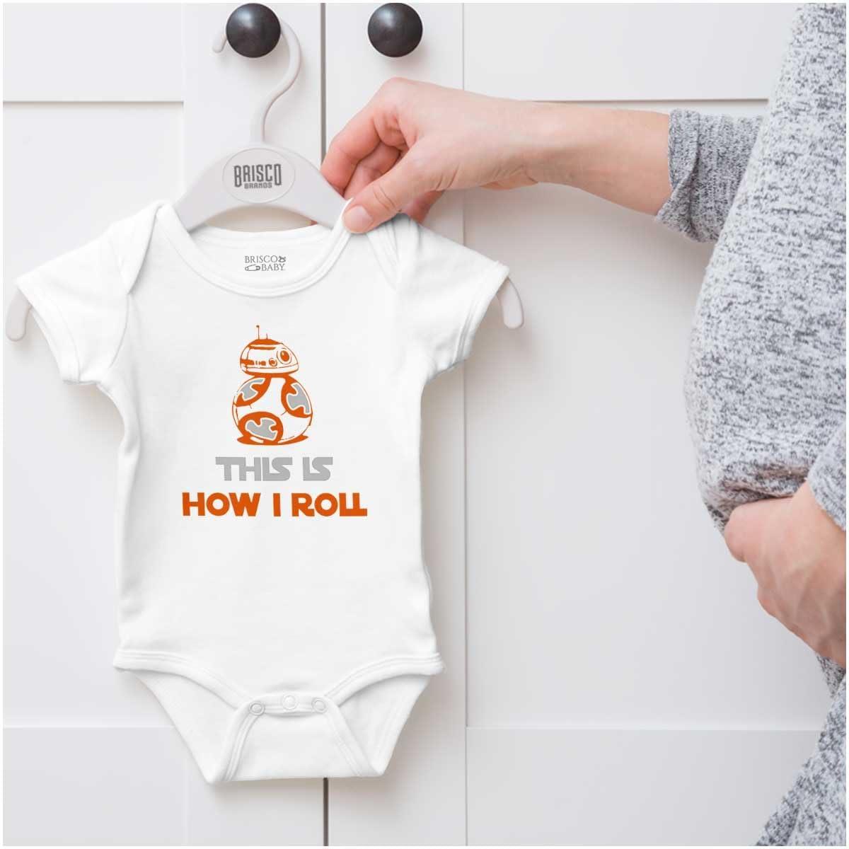 imageBrisco Brands This is How I Roll Space Robot Galaxy Baby Romper Boys or GirlsWhite