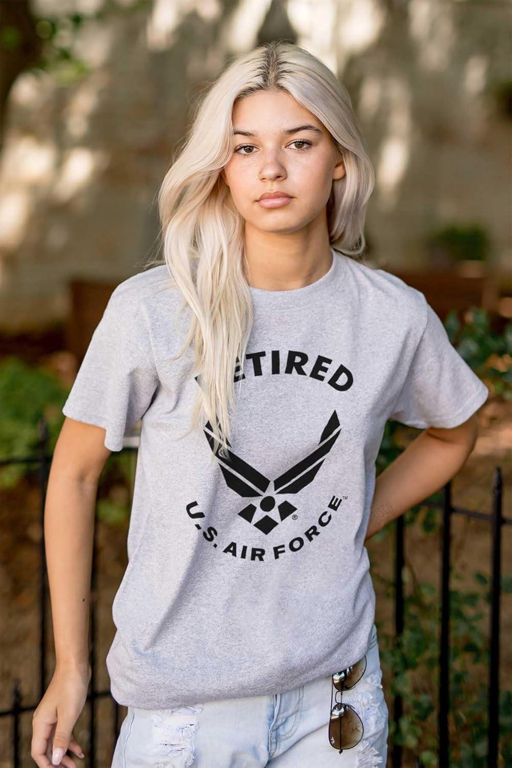 imageBrisco Brands US Air Force Retired USAF Veteran Graphic T Shirt Men or WomenSport Grey