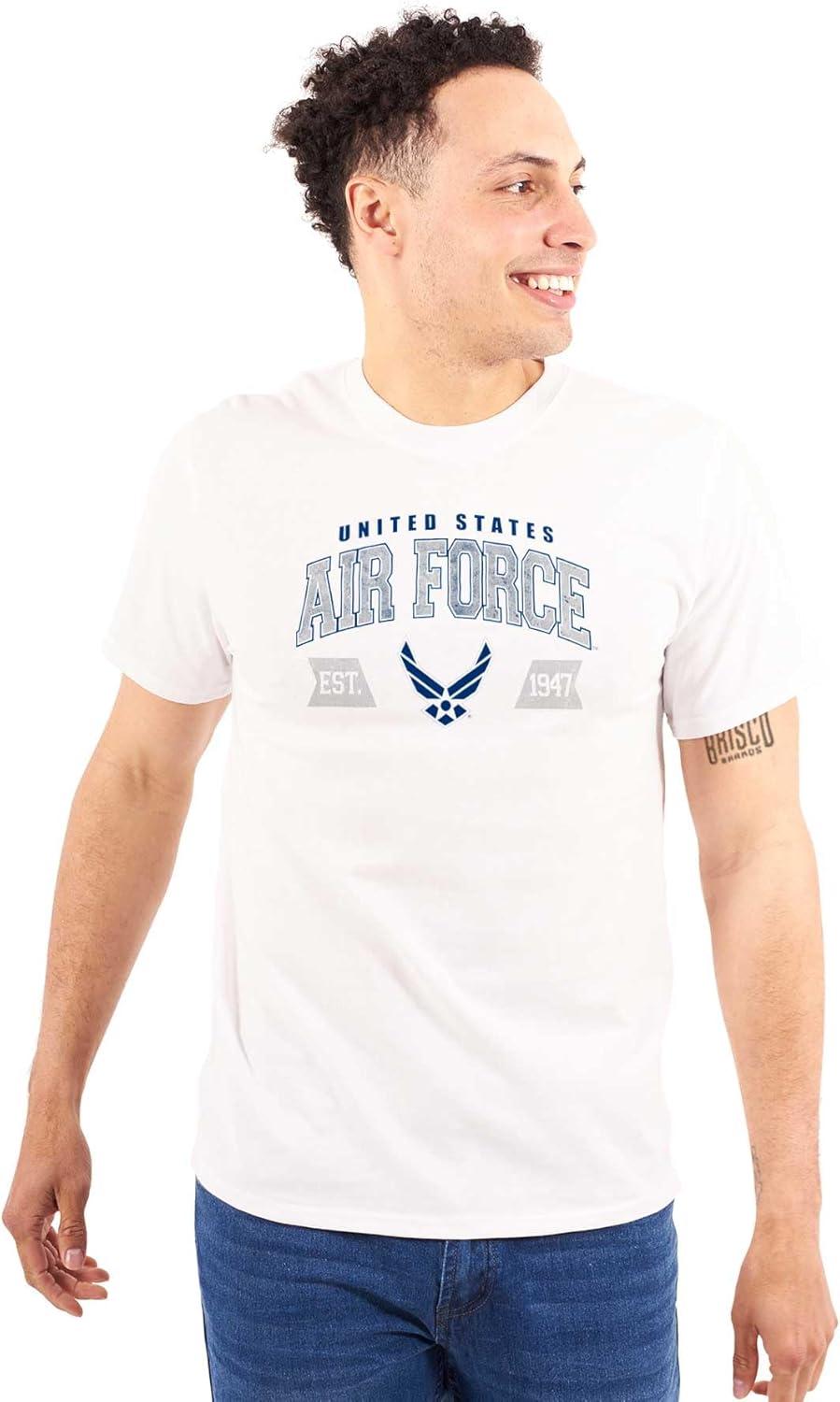 imageBrisco Brands US Air Force Wing Emblem Established Graphic T Shirt Men or WomenWhite