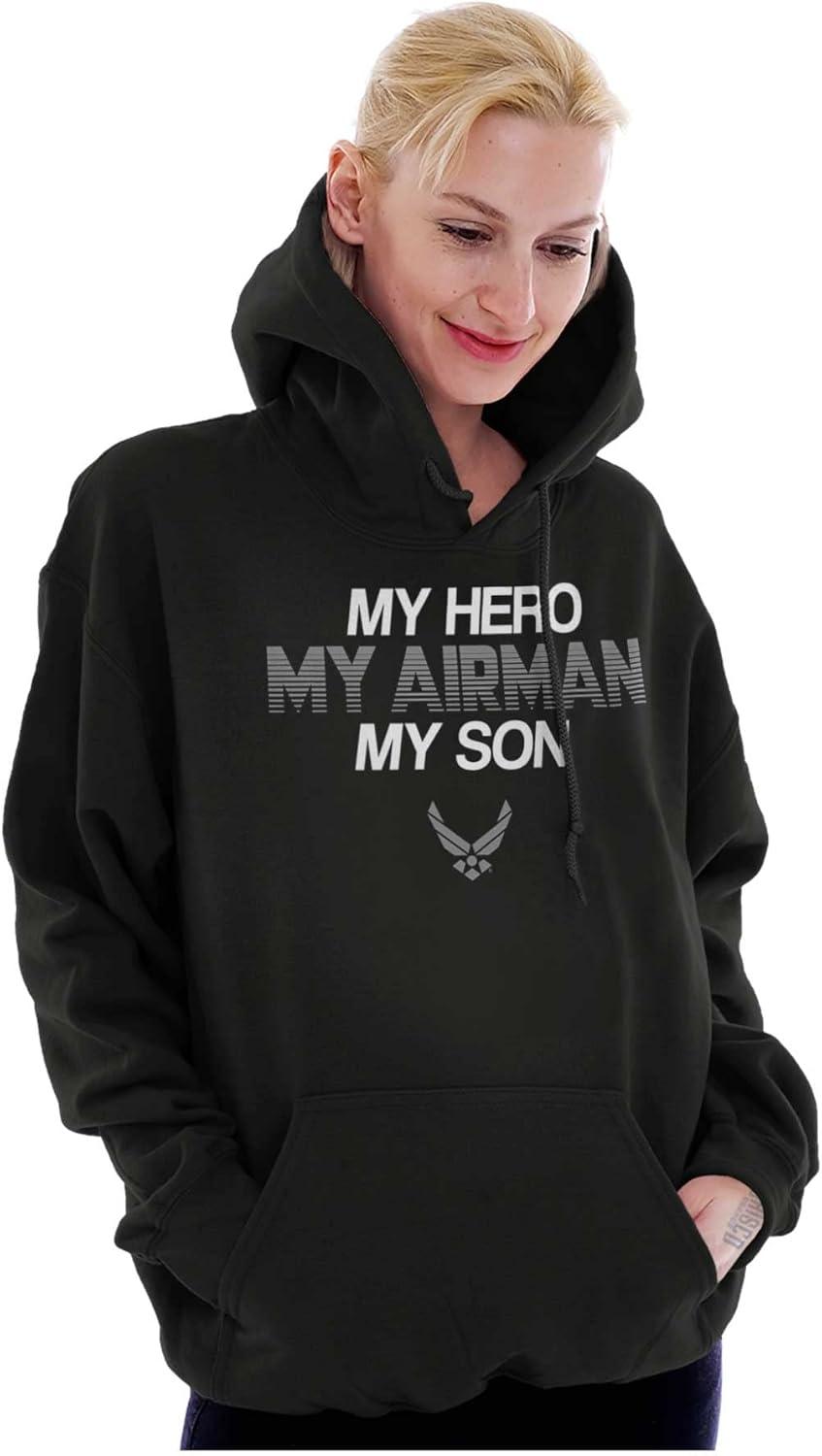 imageBrisco Brands US Airforce Hero Airman Son Hoodie Sweatshirt Women MenBlack