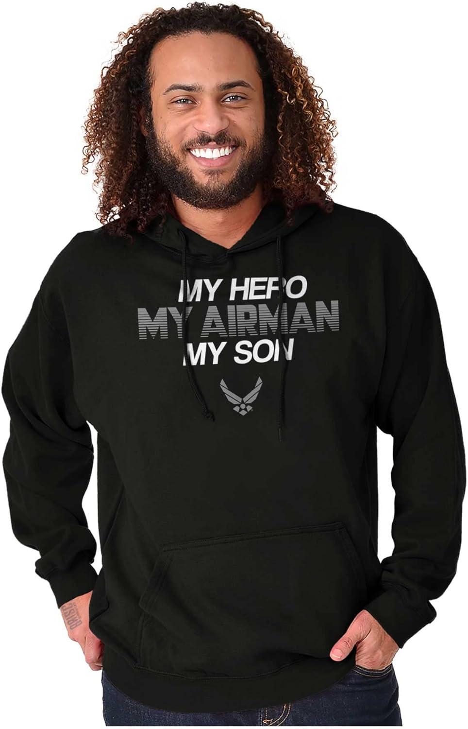 imageBrisco Brands US Airforce Hero Airman Son Hoodie Sweatshirt Women MenBlack