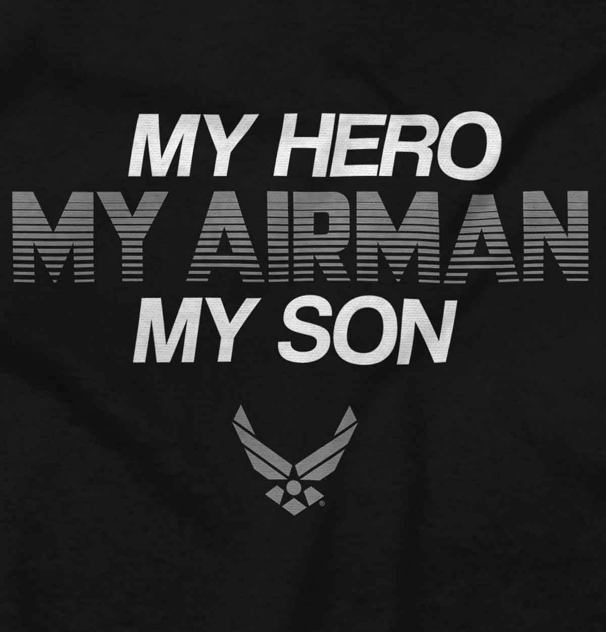 imageBrisco Brands US Airforce Hero Airman Son Hoodie Sweatshirt Women MenBlack